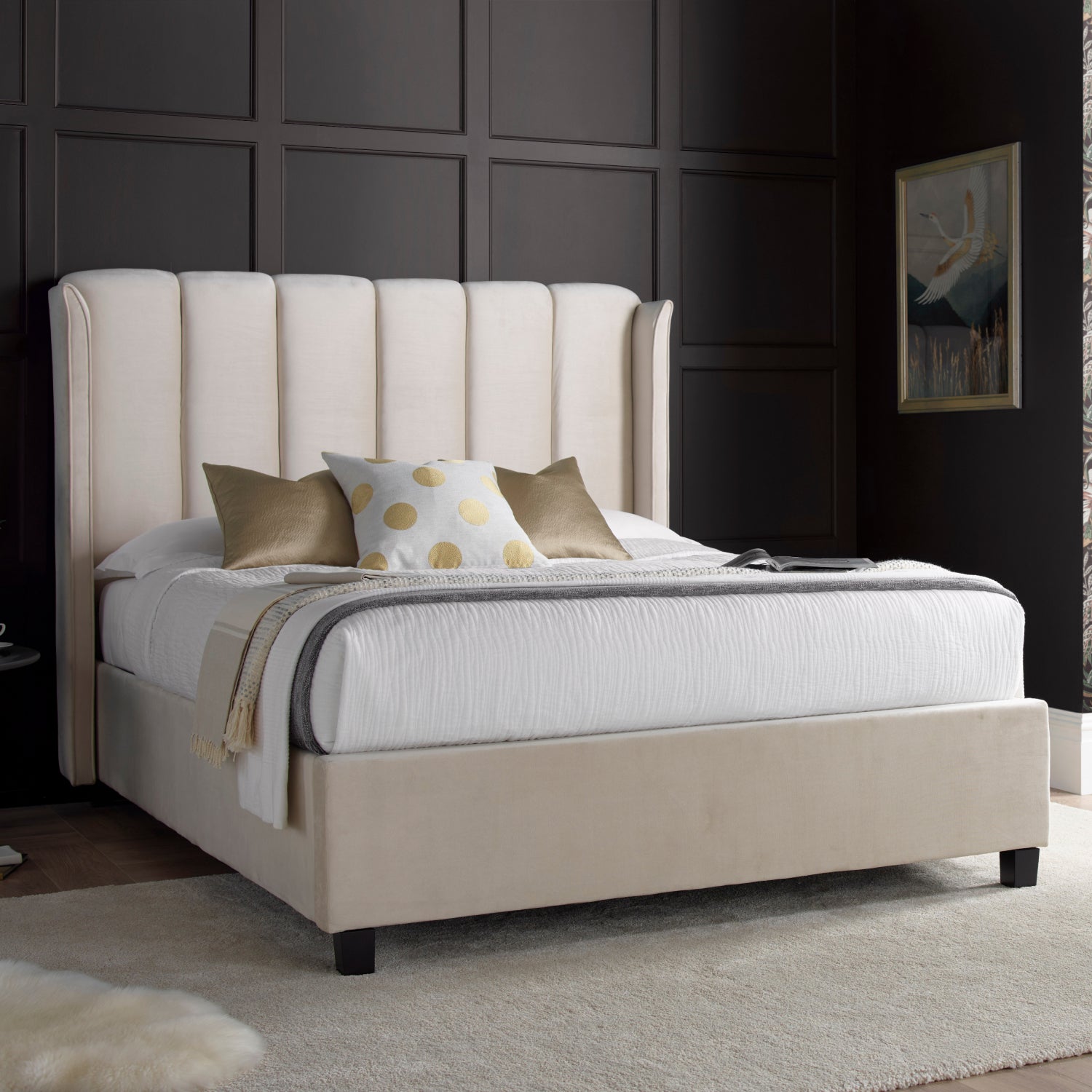 Aurora Warmstone Velvet Ottoman Bed