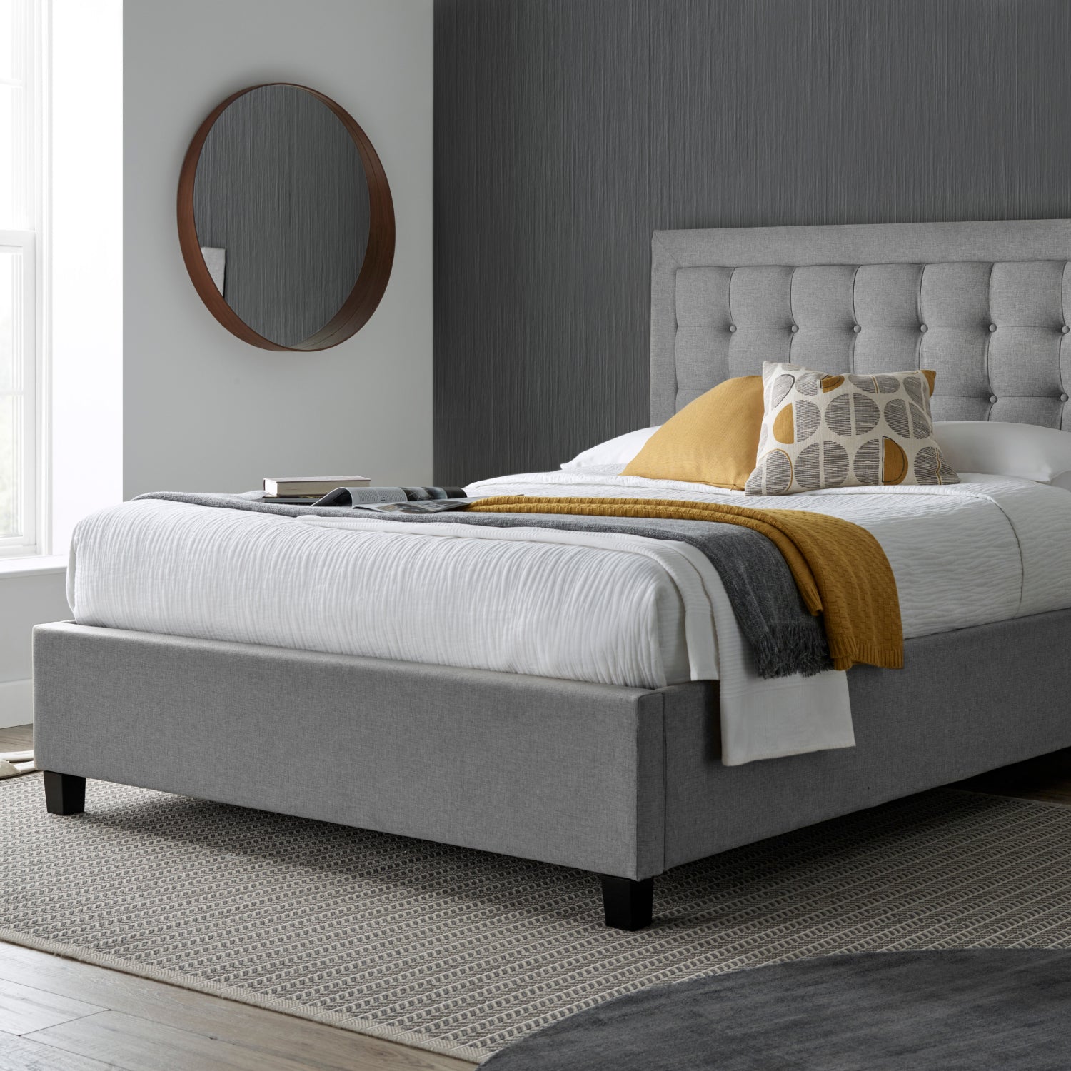 Brandon Grey Fabric Ottoman Bed