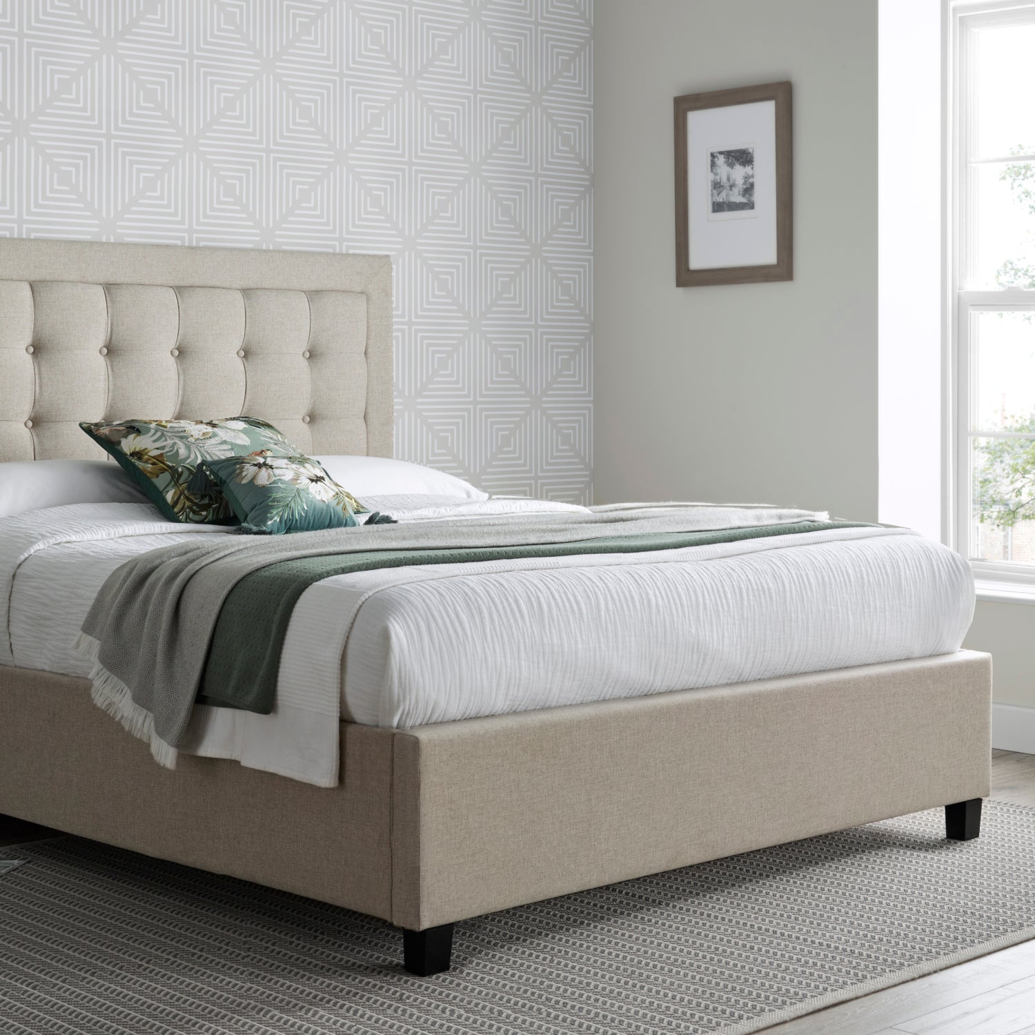 Brandon Oatmeal Fabric Ottoman Bed