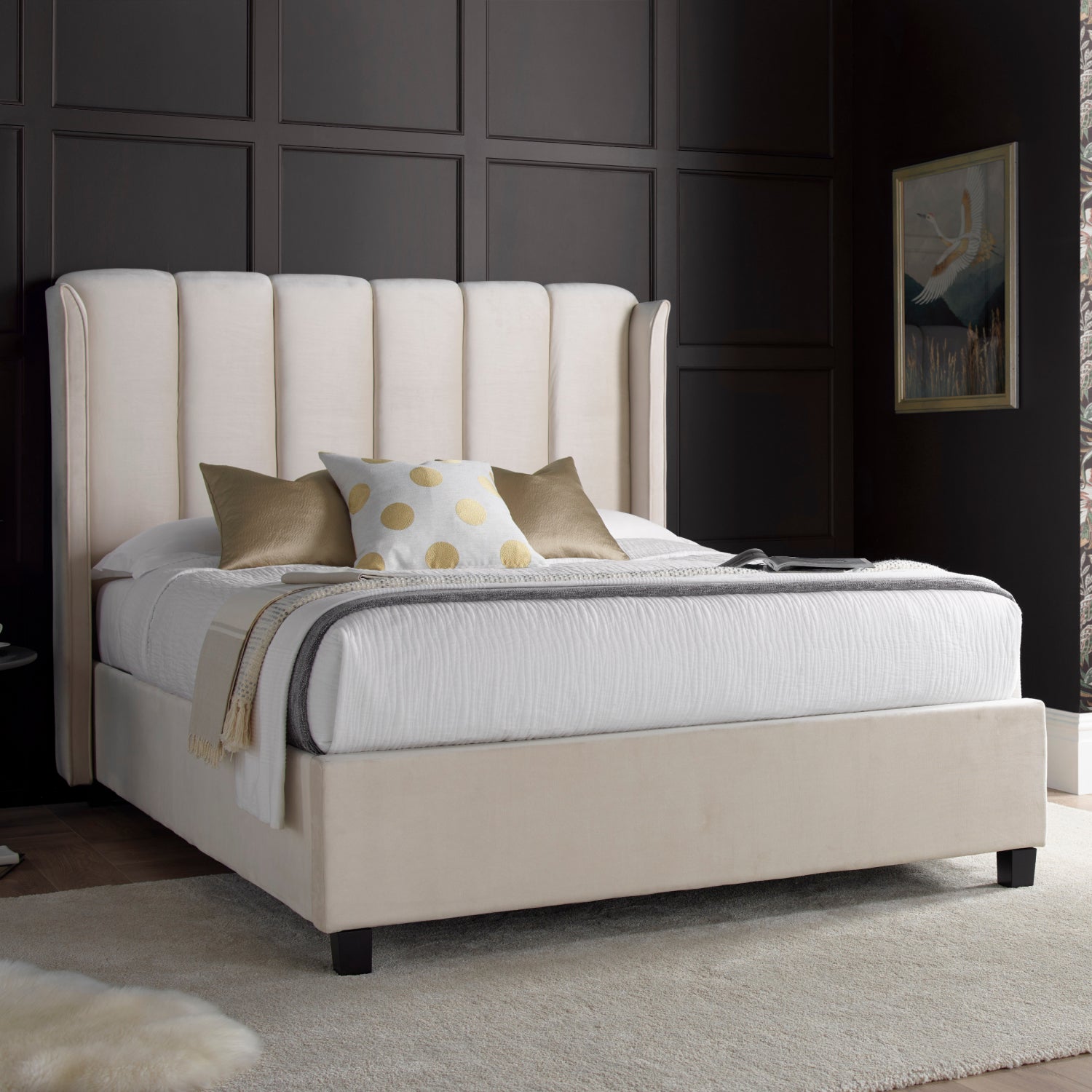 Aurora Warmstone Velvet Ottoman Bed