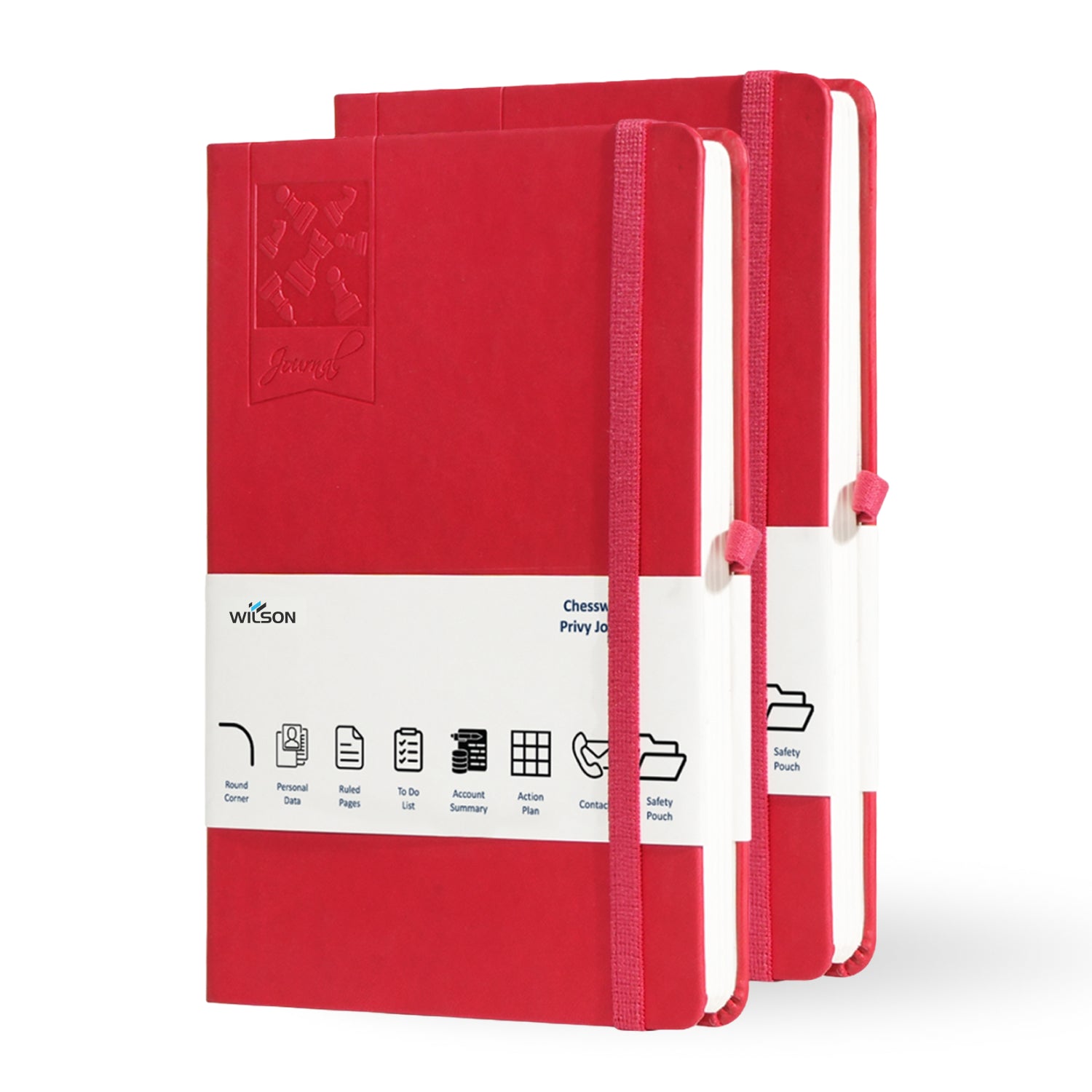 A5 Chess Works Privy Journal Notebook, 256 Pages (Red)