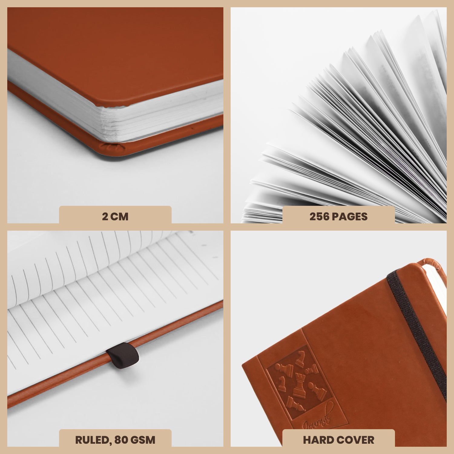 A5 Chess Works Privy Journal Notebook, 256 Pages (Brown)