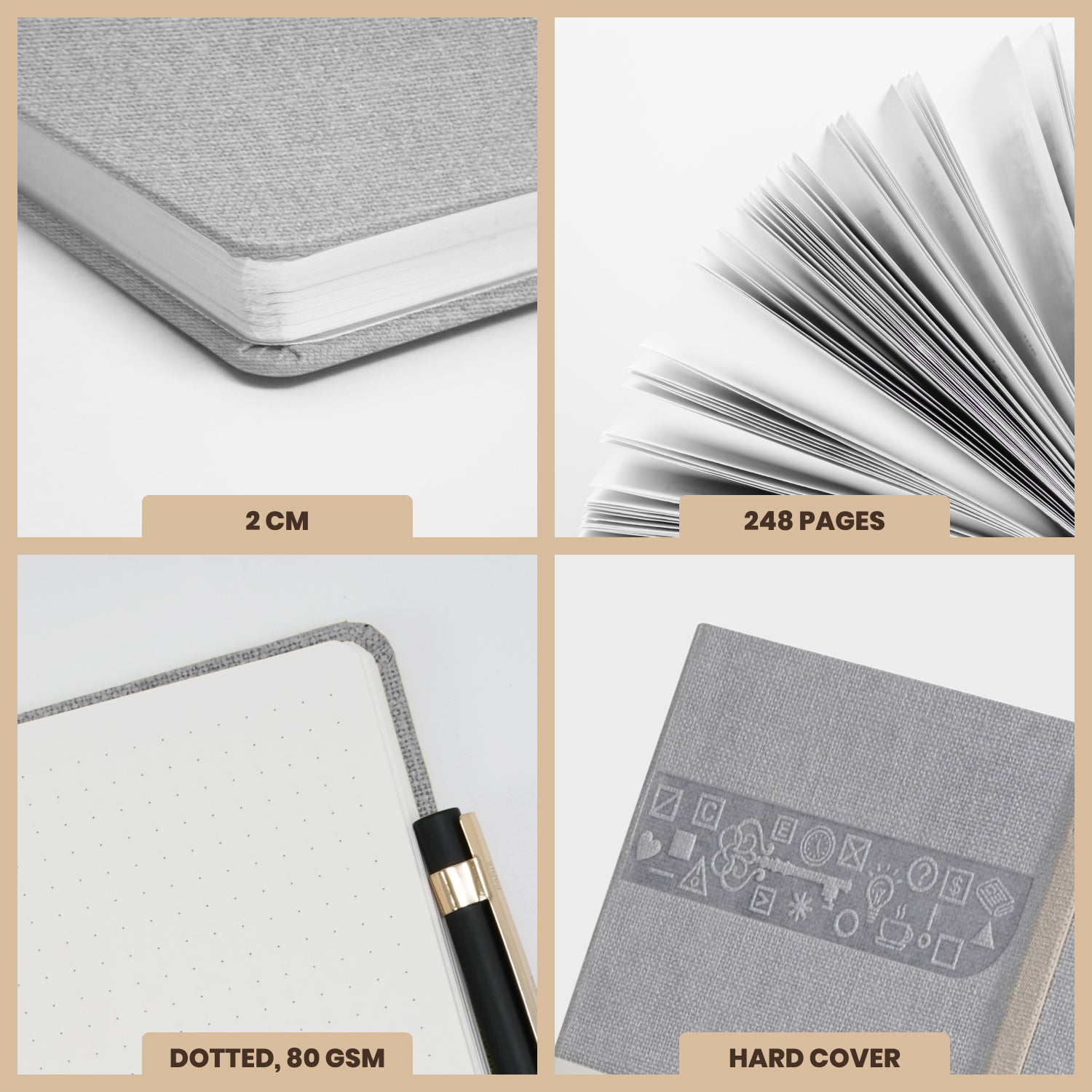 A5 Signature Marvel Bullet Dotted Grid Journal Notebook (Grey)