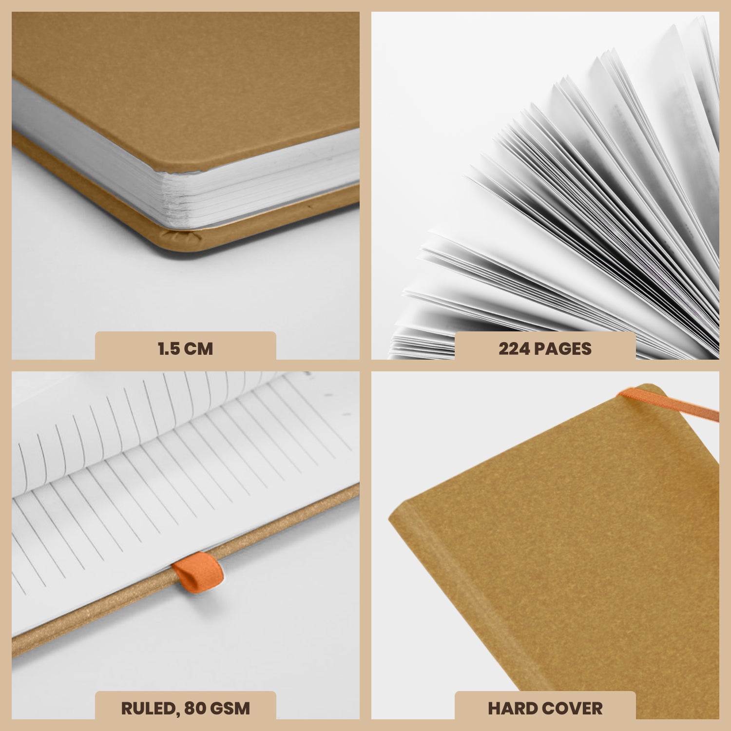 A5 Archive Ruled Paper Journal Notebook, 224 Pages (Walnut)