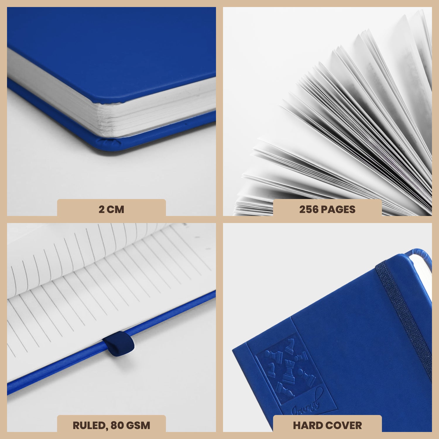 A5 Chess Works Privy Journal Notebook, 256 Pages (Blue)
