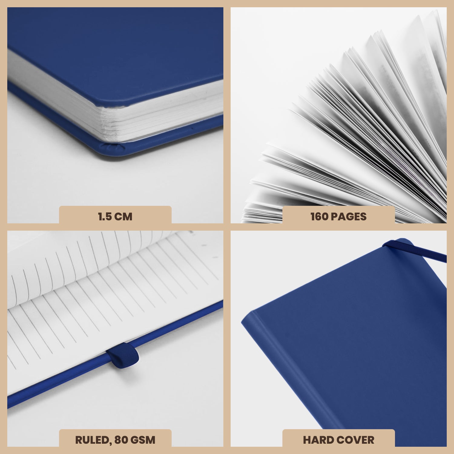 A5 Maestro Journal Notebook – Ruled Paper, 160 Pages (Blue)