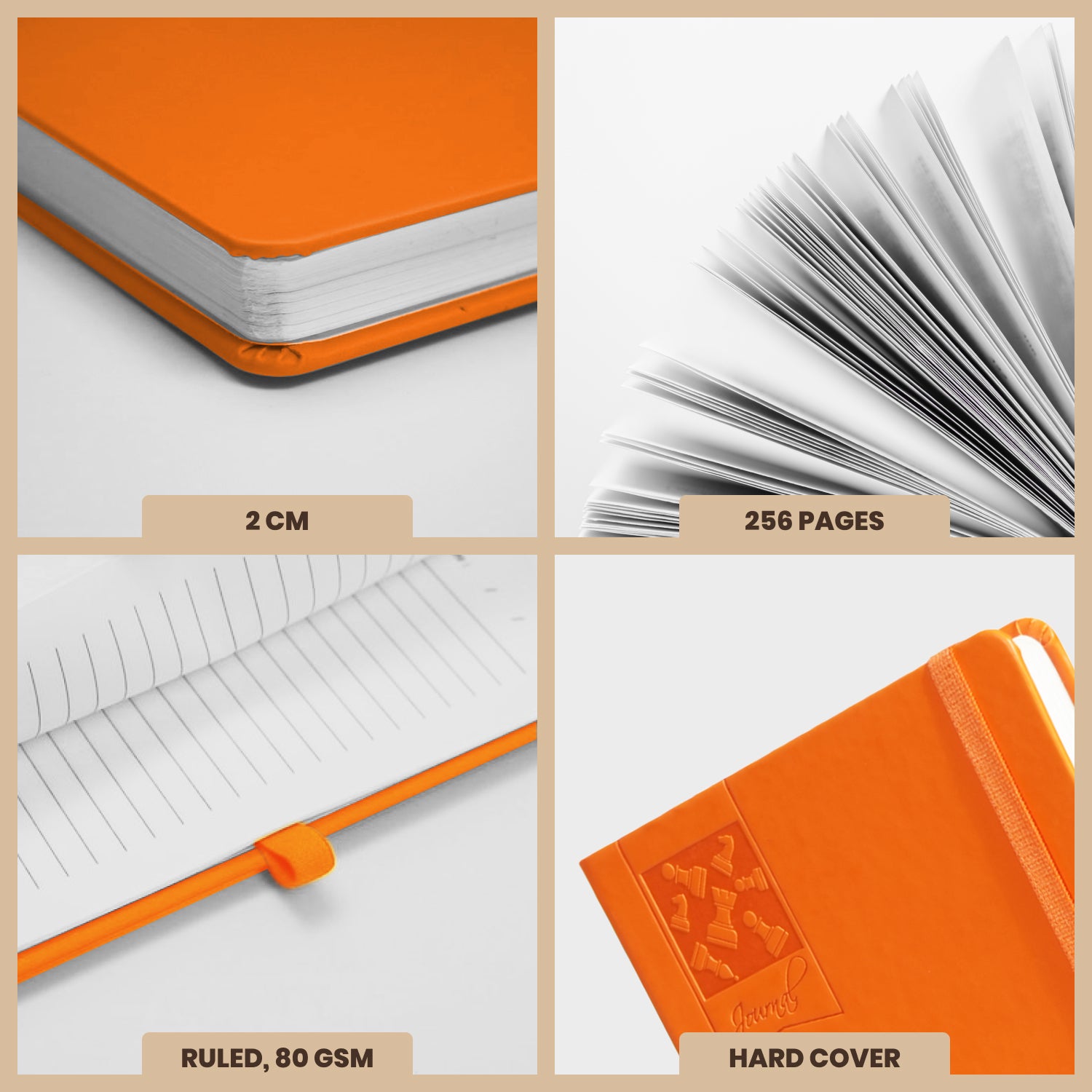 A5 Chess Works Privy Journal Notebook, 256 Pages (Orange)
