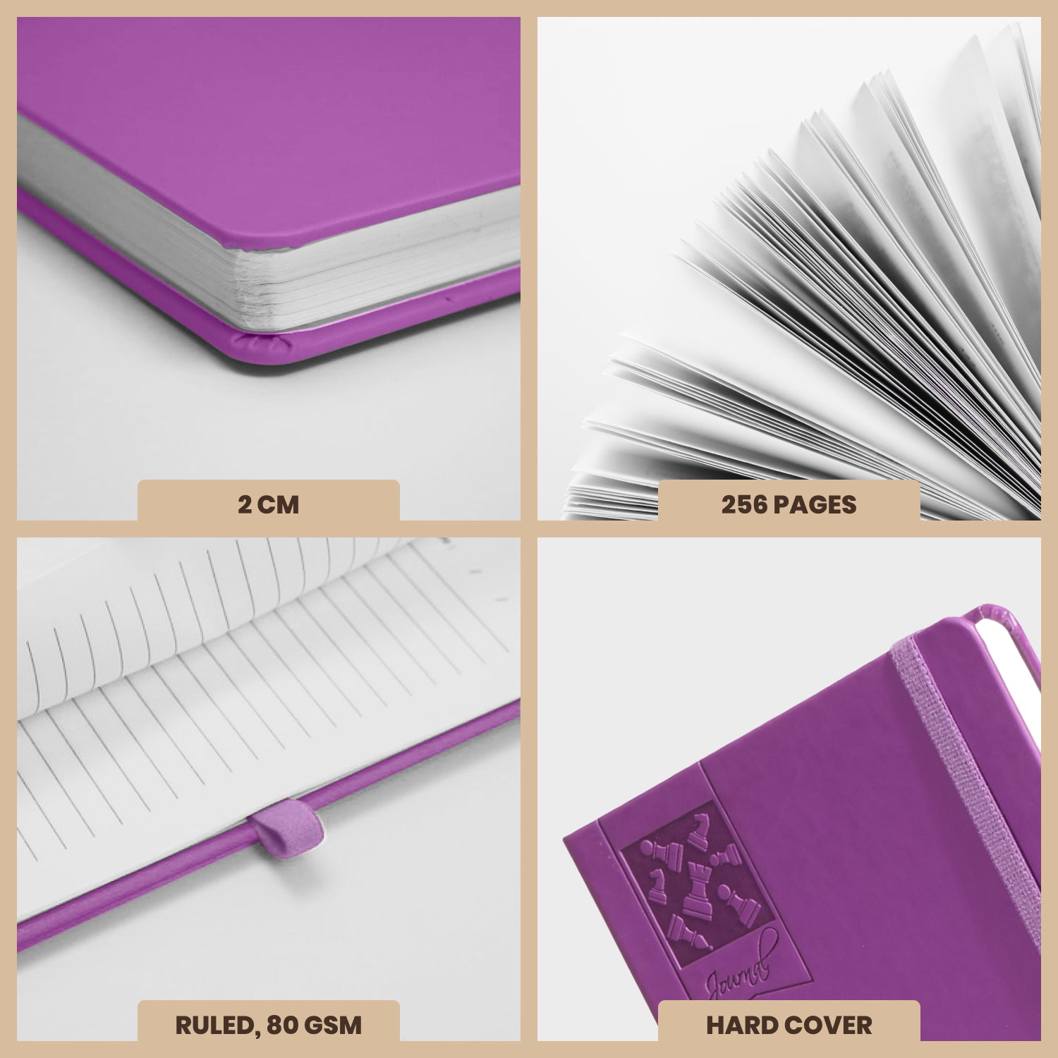 A5 Chess Works Privy Journal Notebook, 256 Pages (Purple)