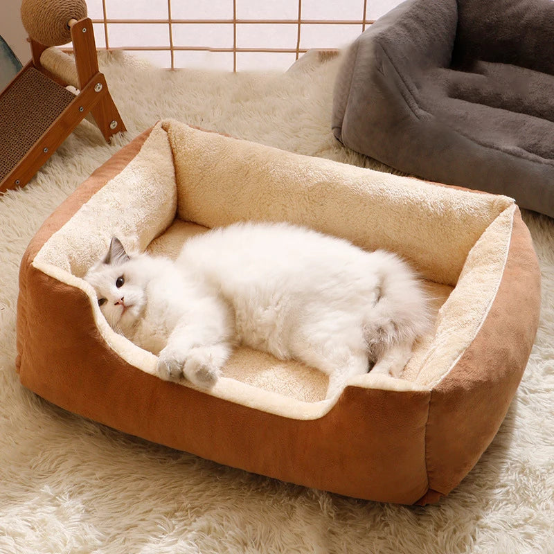 Soft Plush Cat & Dog Bed – Warm, Thickened Nest for Small Pets & Kittens.