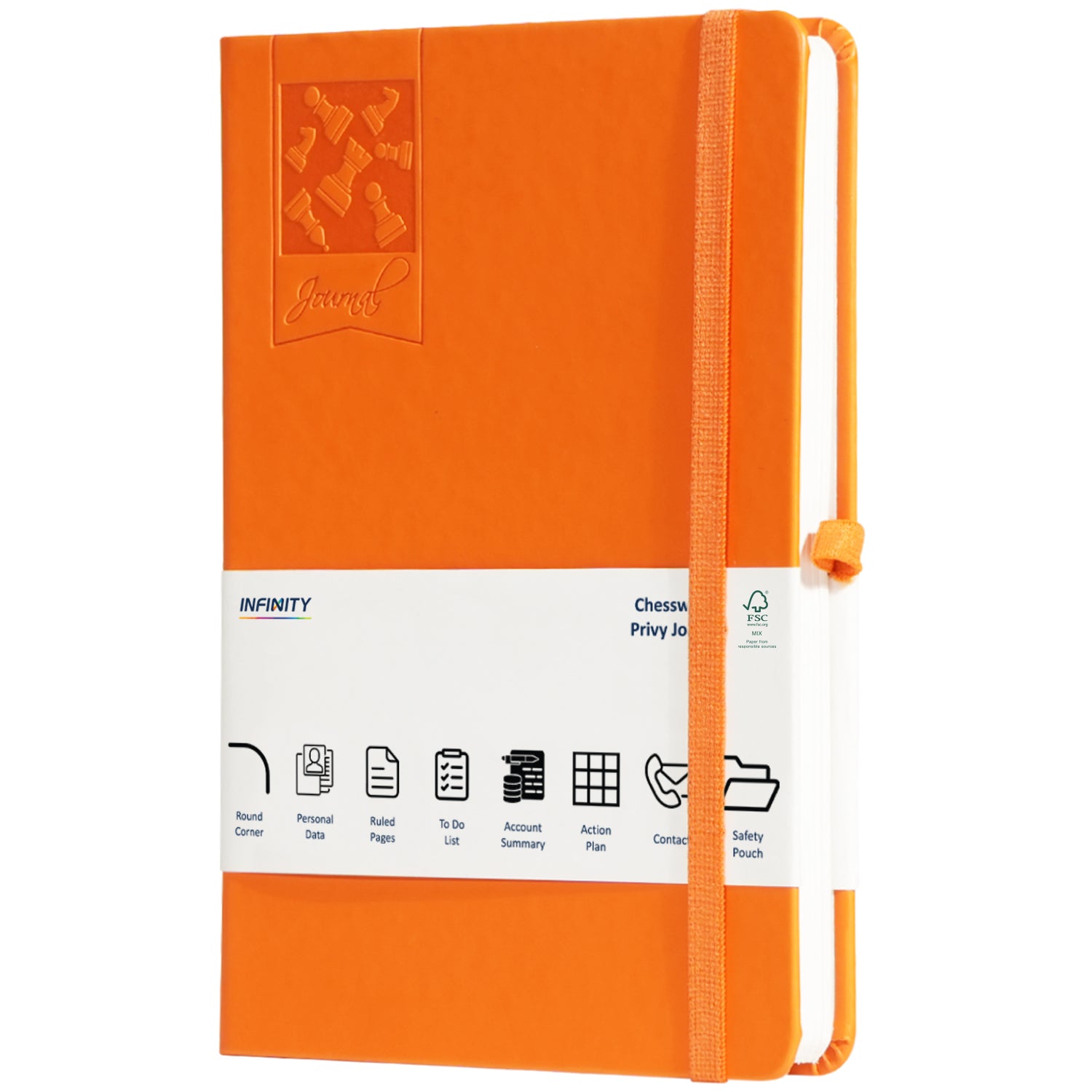 A5 Chess Works Privy Journal Notebooks, 256 Pages, Orange