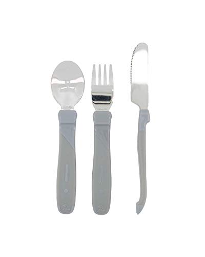 Twistshake Stainless Steel Learning Cutlery for Baby, Infant Feeding, BPA Free, 12+ Months, Pastel Grey