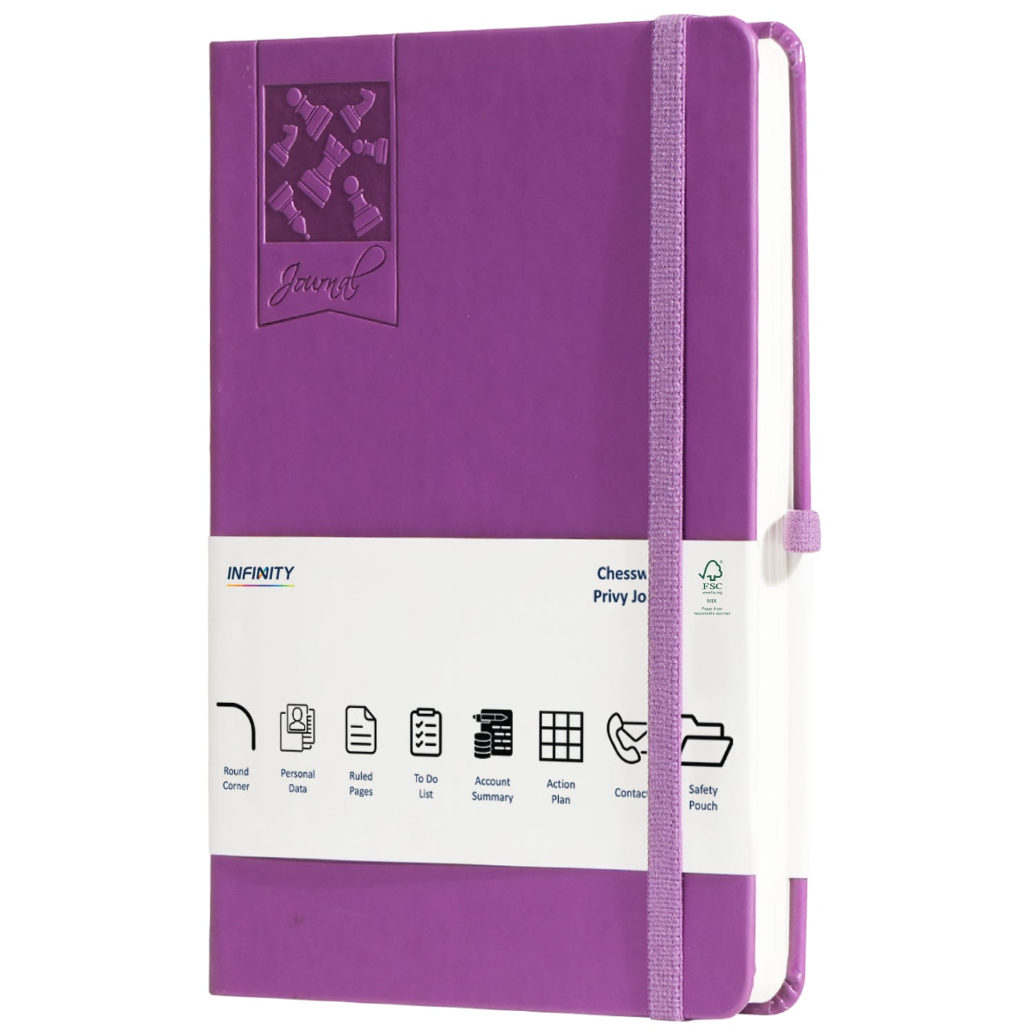 A5 Chess Works Privy Journal Notebooks, 256 Pages, Purple