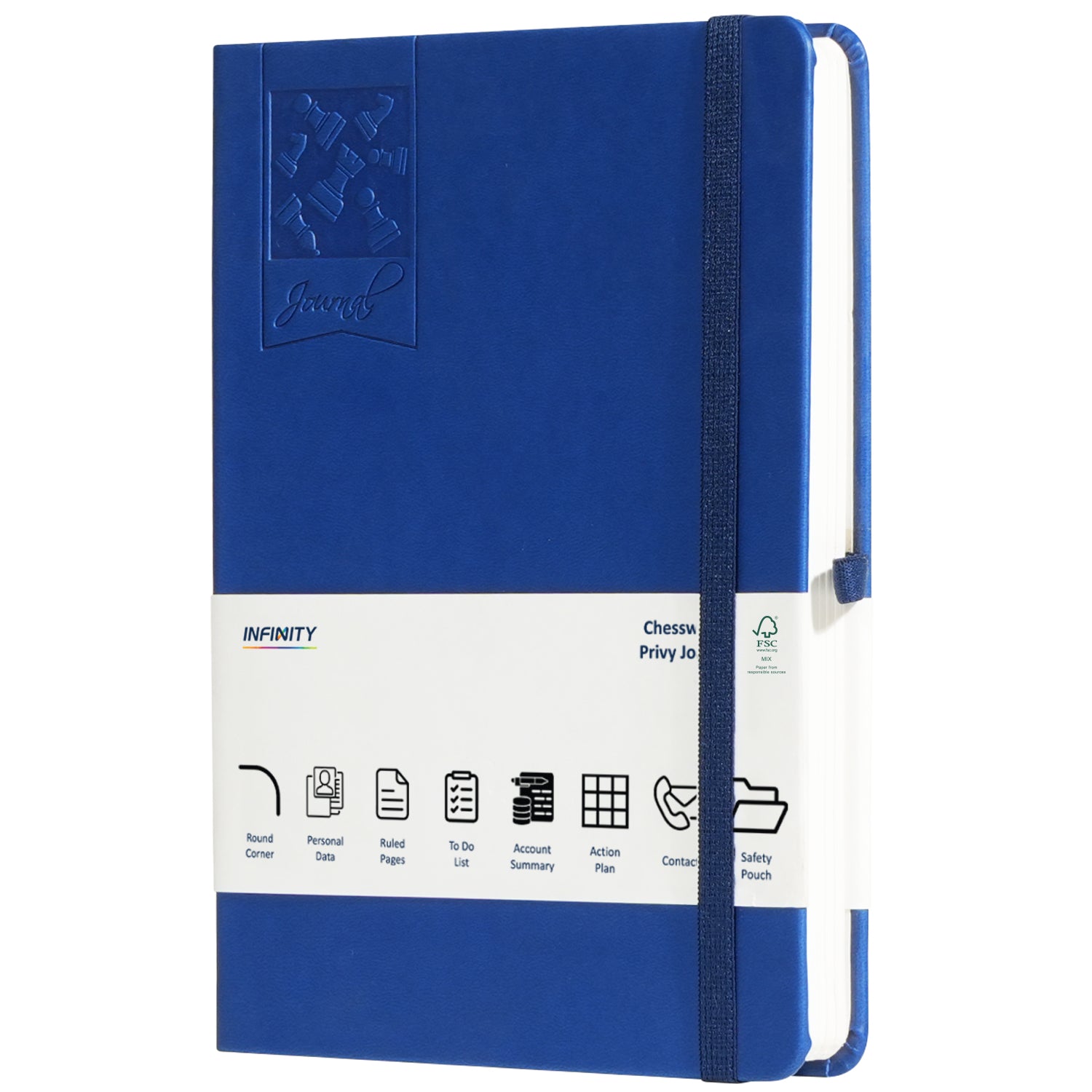 A5 Chess Works Privy Journal Notebooks, 256 Pages, Blue