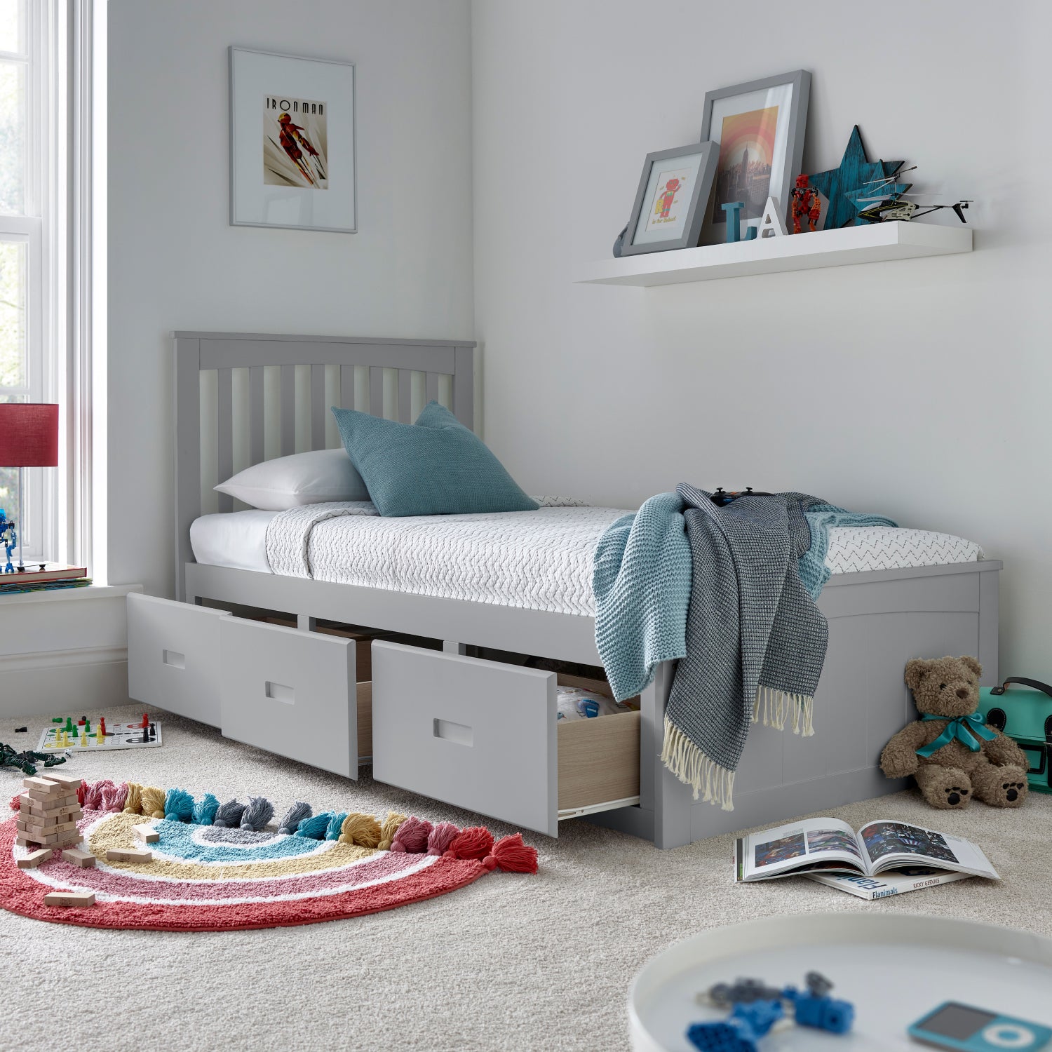 Quest Grey Wooden 3 Drawer Bed