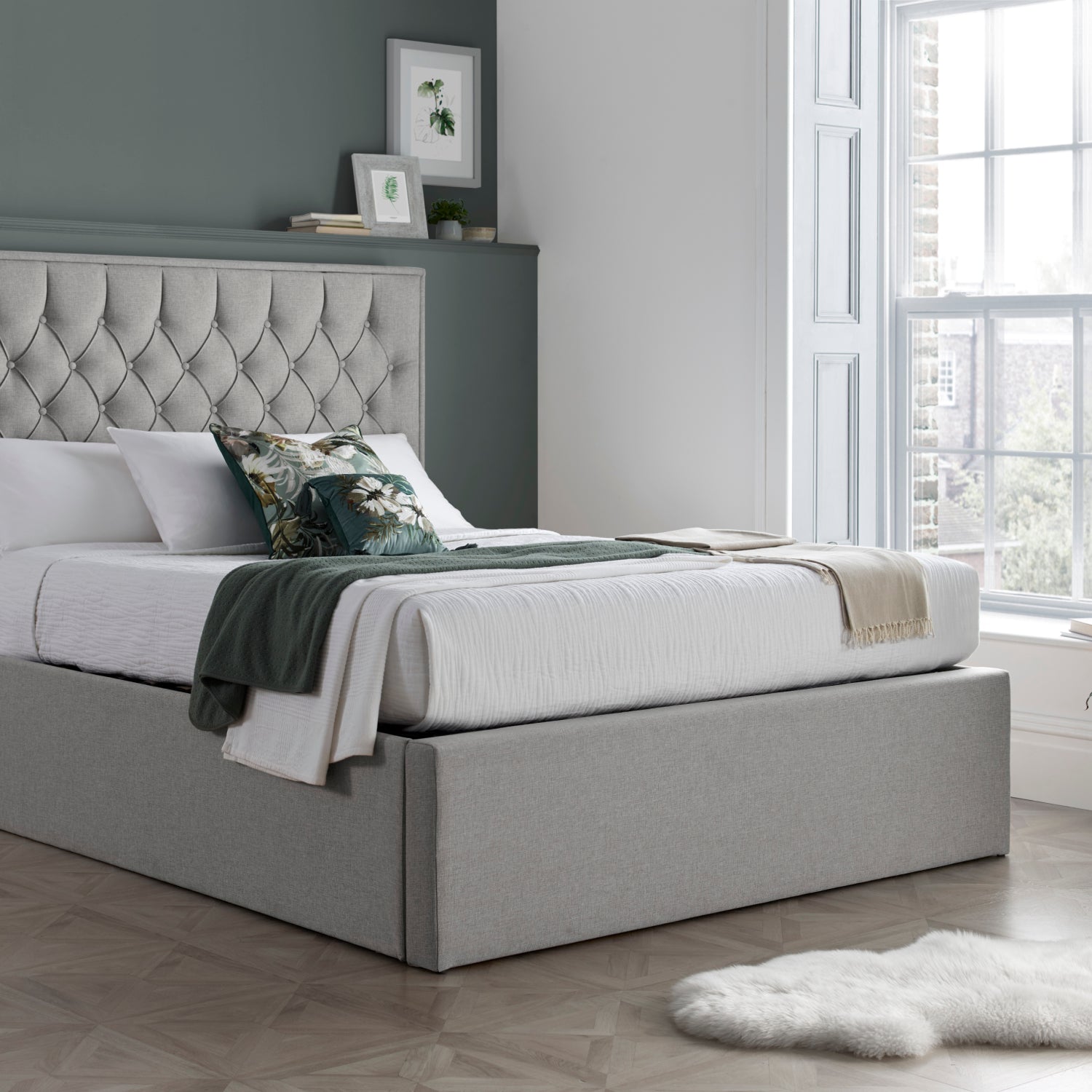 Wilson Grey Fabric Ottoman Bed