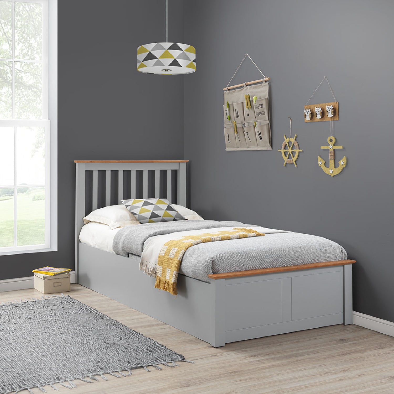 Francis Grey Wooden Ottoman Bed