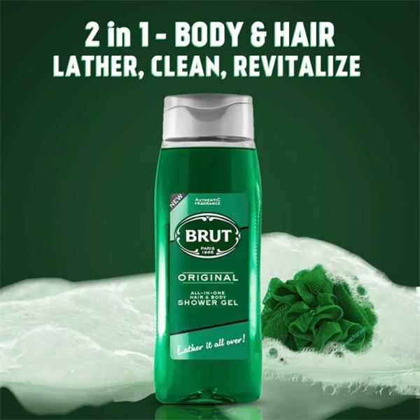 Brut Original All In One Shower Gel for Hair & Body, 500 ml