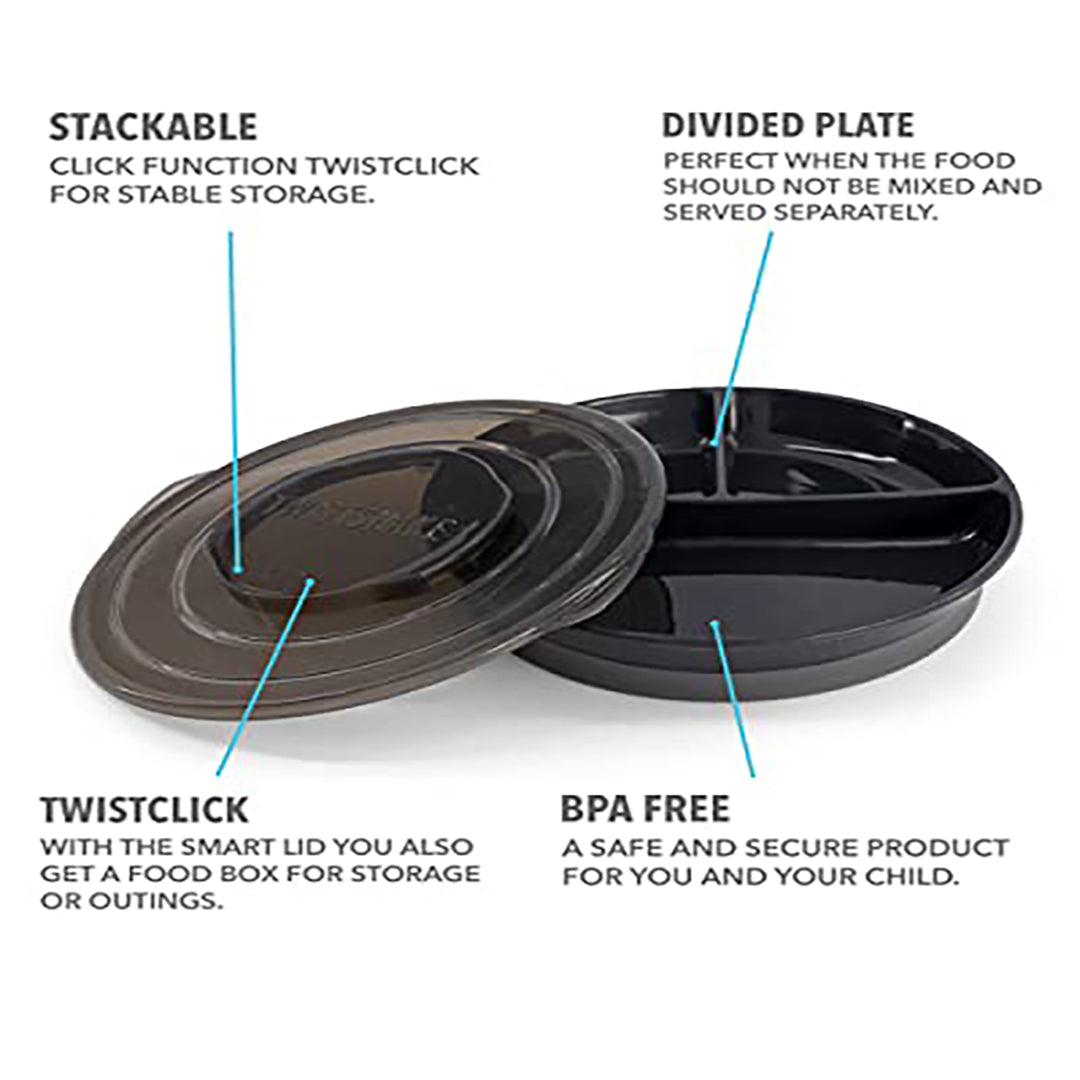 Twistshake Divided Plate 6+m Black