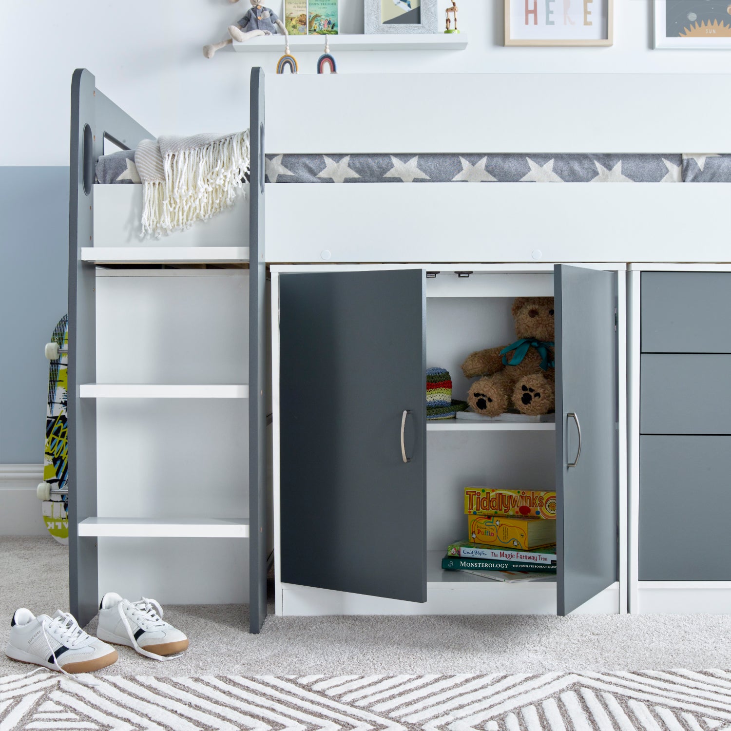 Lacy Grey Storage Mid Sleeper