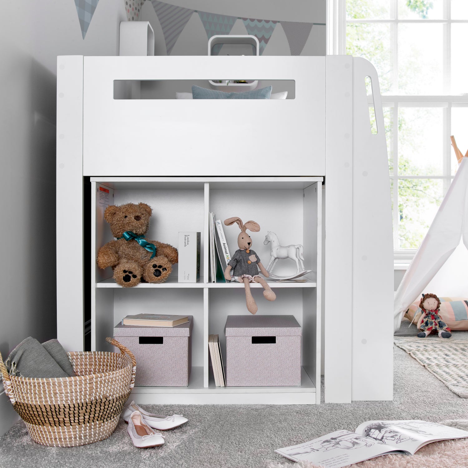 Lacy White Storage Mid Sleeper