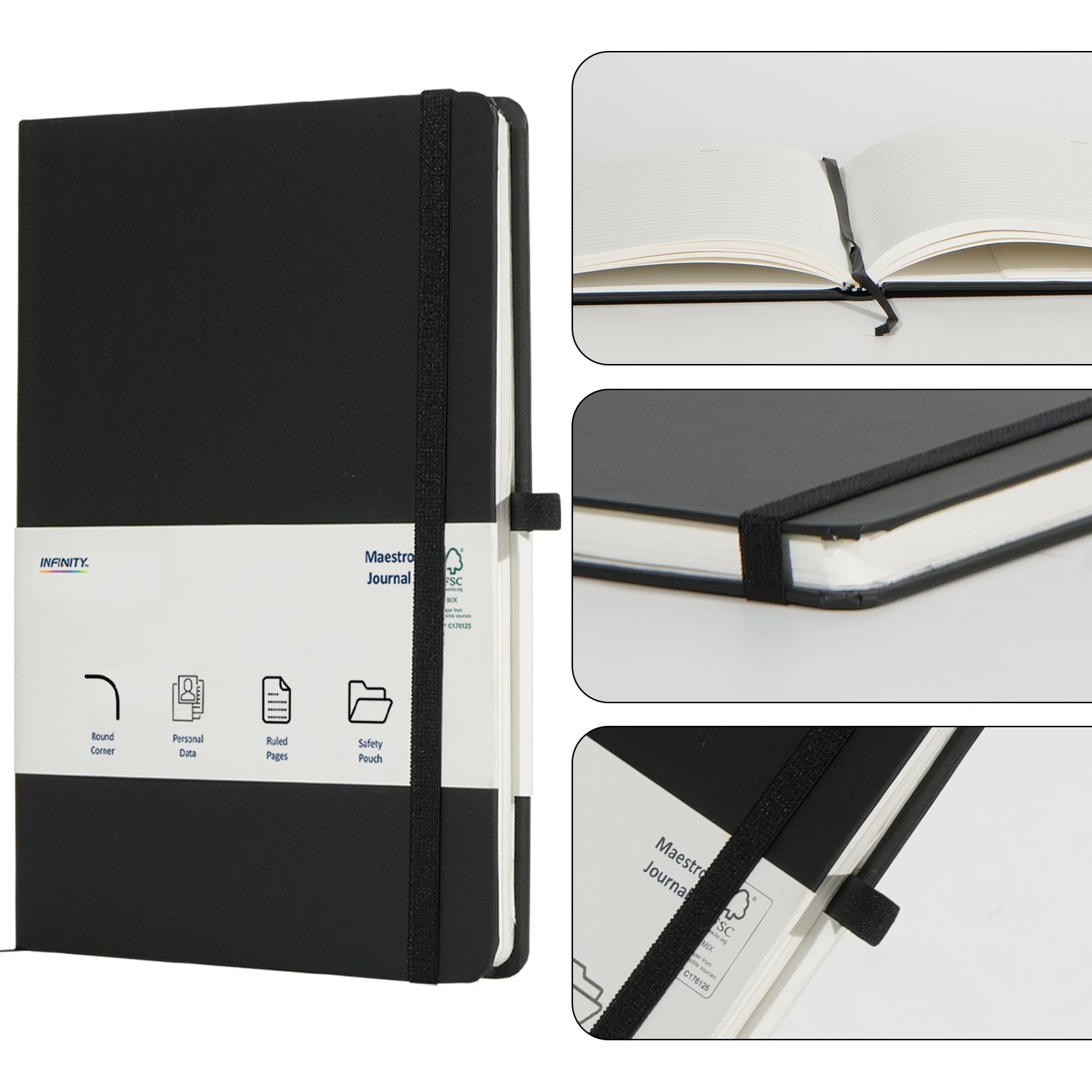 A5 Maestro Journal Notebook with Lined Pages, 160 Pages