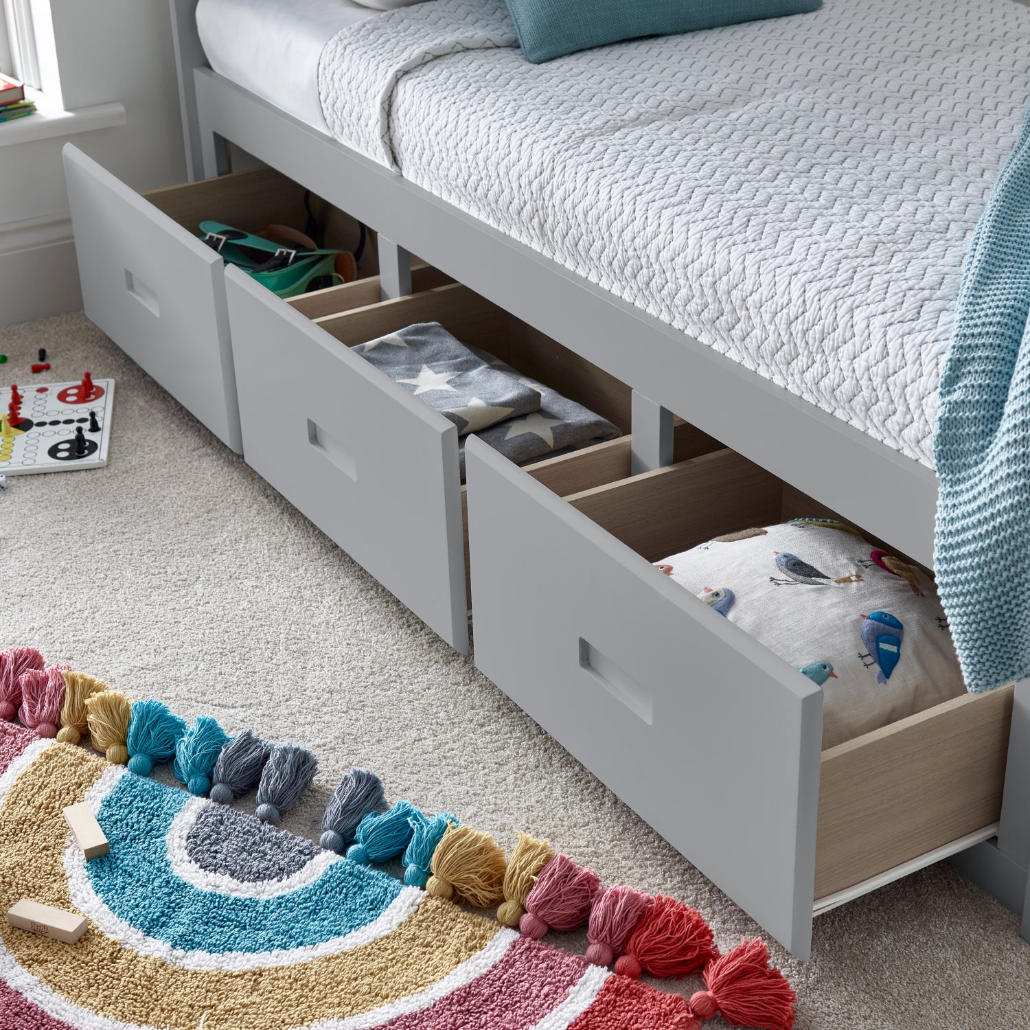 Quest Grey Wooden 3 Drawer Bed