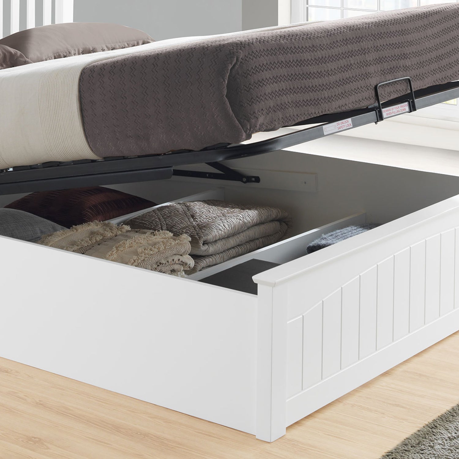 Grayson White Wooden Ottoman Bed