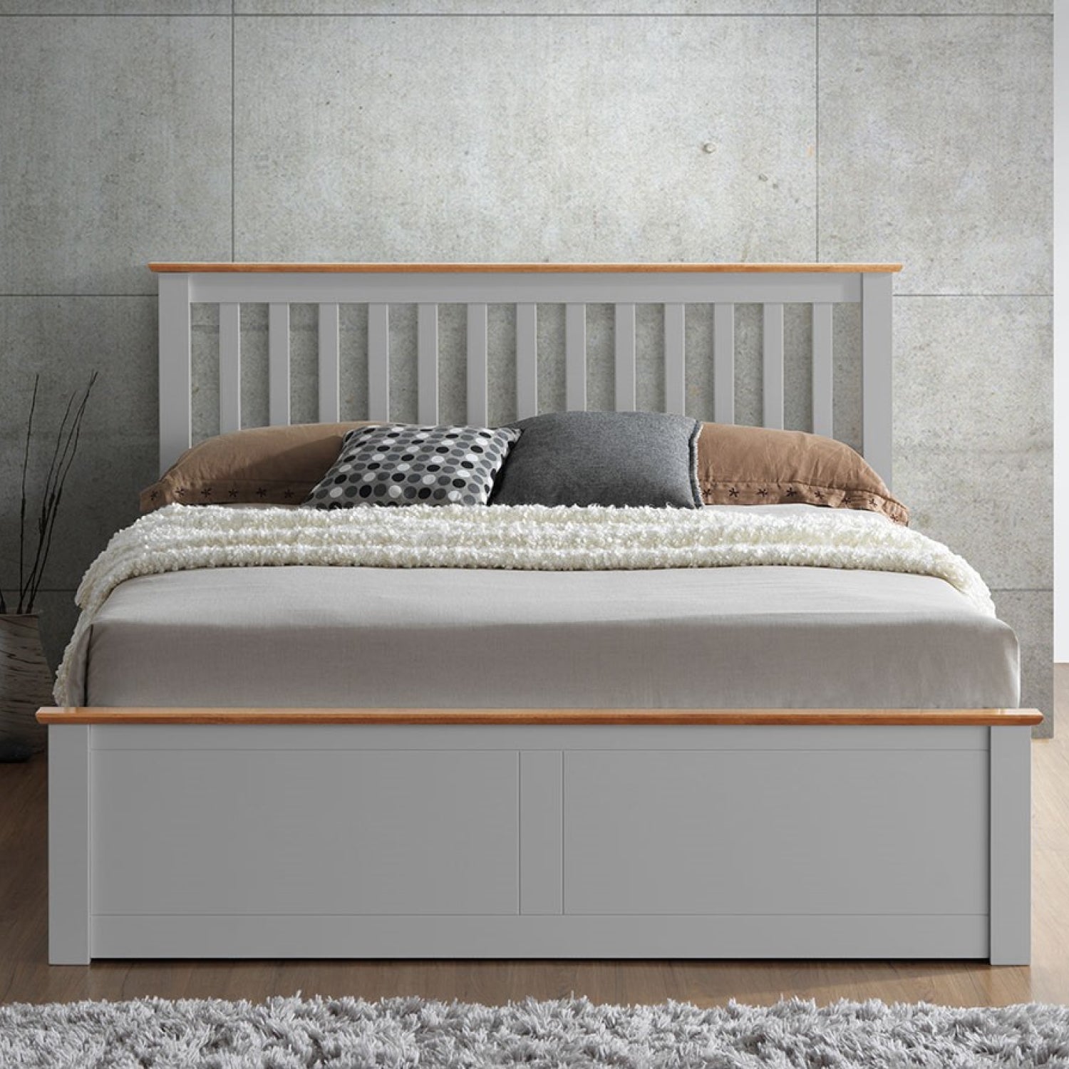 Malmo Pearl Grey Wooden Ottoman Bed