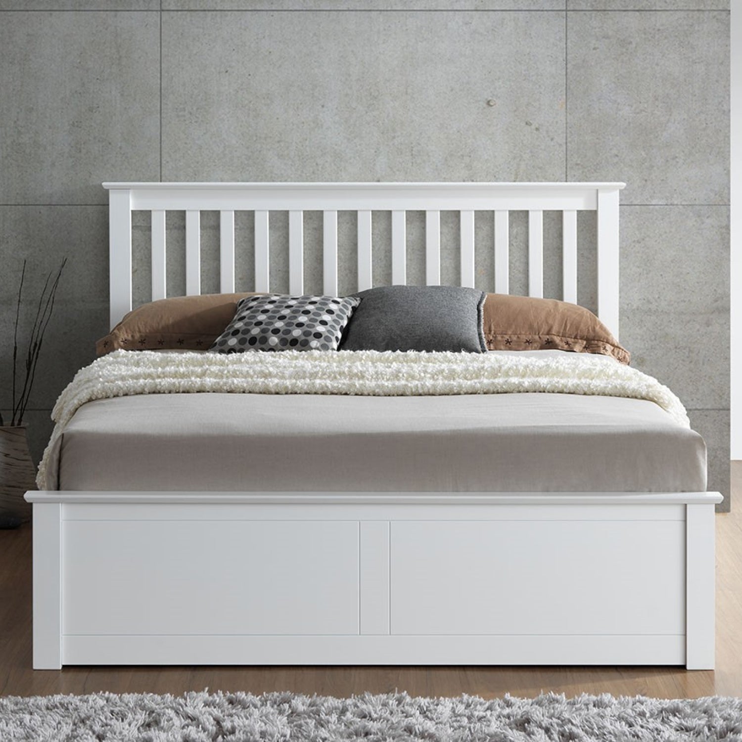 Malmo White Wooden Ottoman Bed