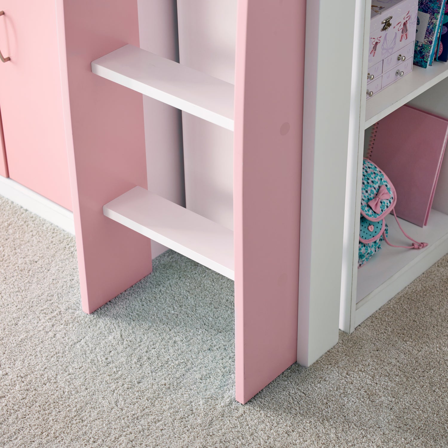 Lacy Pink Storage Mid Sleeper