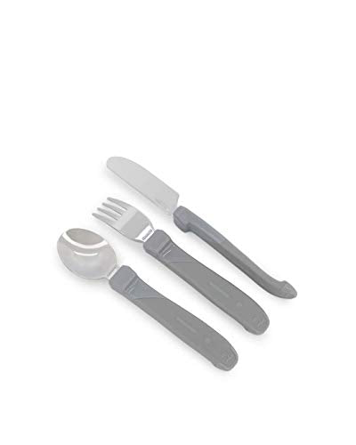 Twistshake Stainless Steel Learning Cutlery for Baby, Infant Feeding, BPA Free, 12+ Months, Pastel Grey