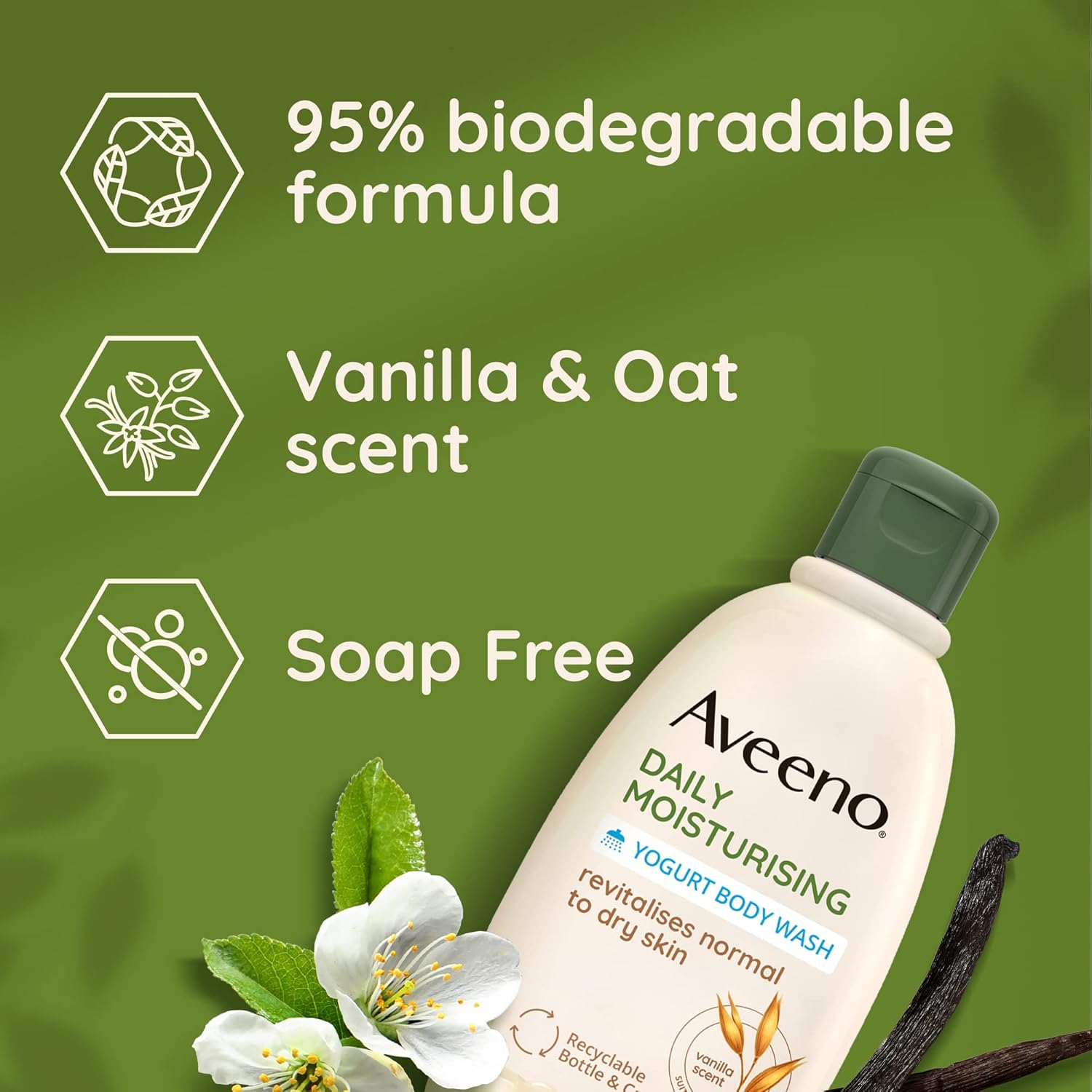 Aveeno Daily Moisturising Yogurt Body Wash, Vanilla & Oat Scent 300ml