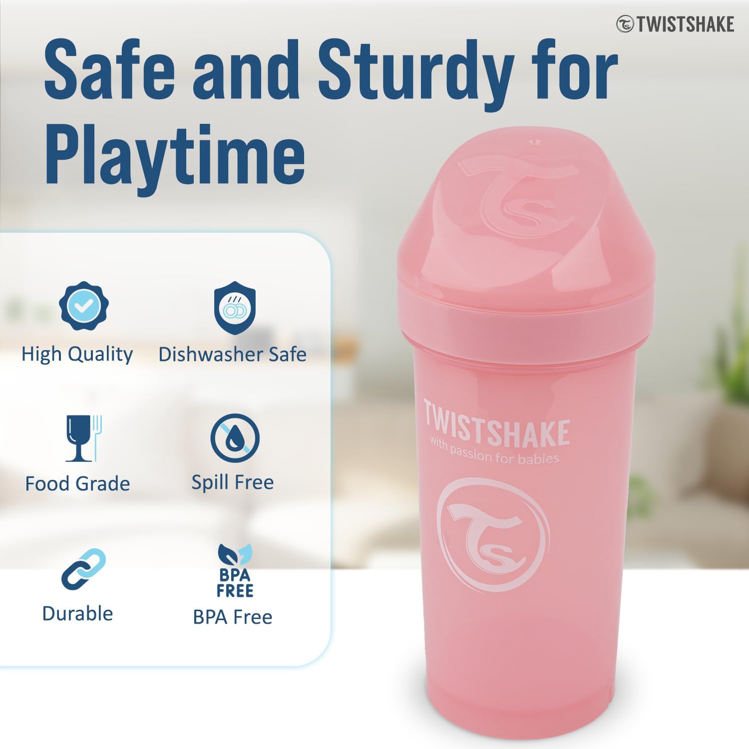 Twistshake Kid Cup 360ml 12+m Pastel Light Pink