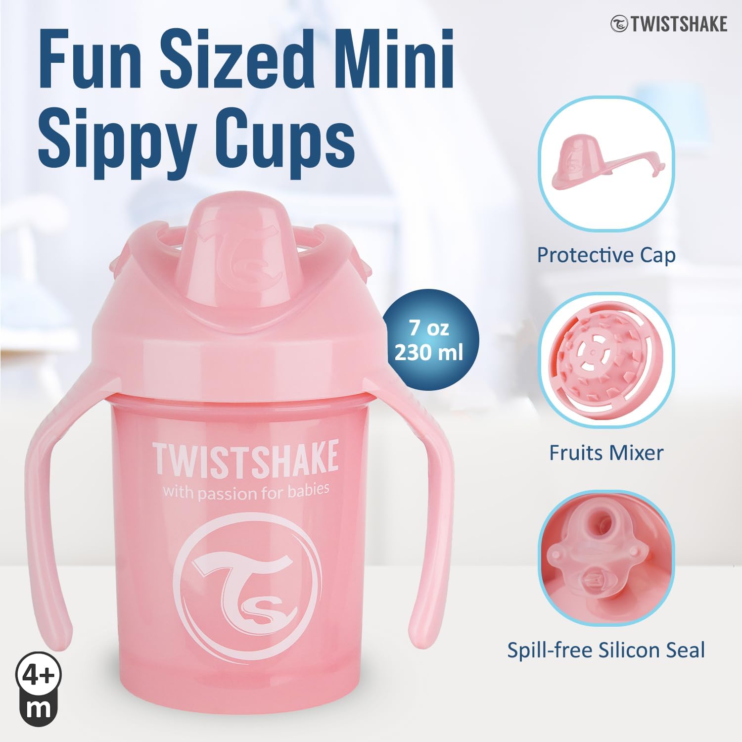 Twistshake Mini Cup 230ml 4+m Pastel Light Pink