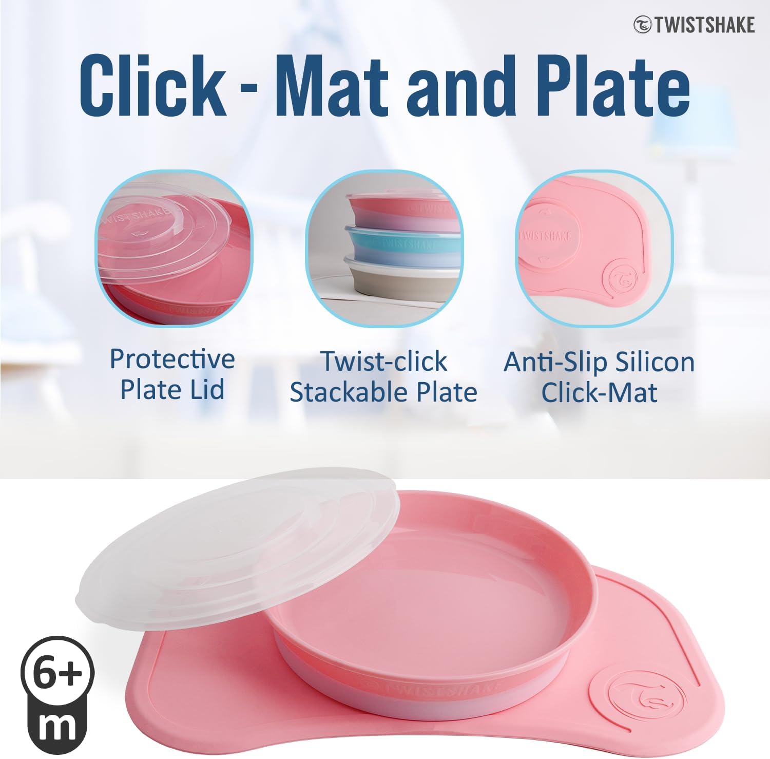 Twistshake Click-Mat Mini + Plate Pastel Pink