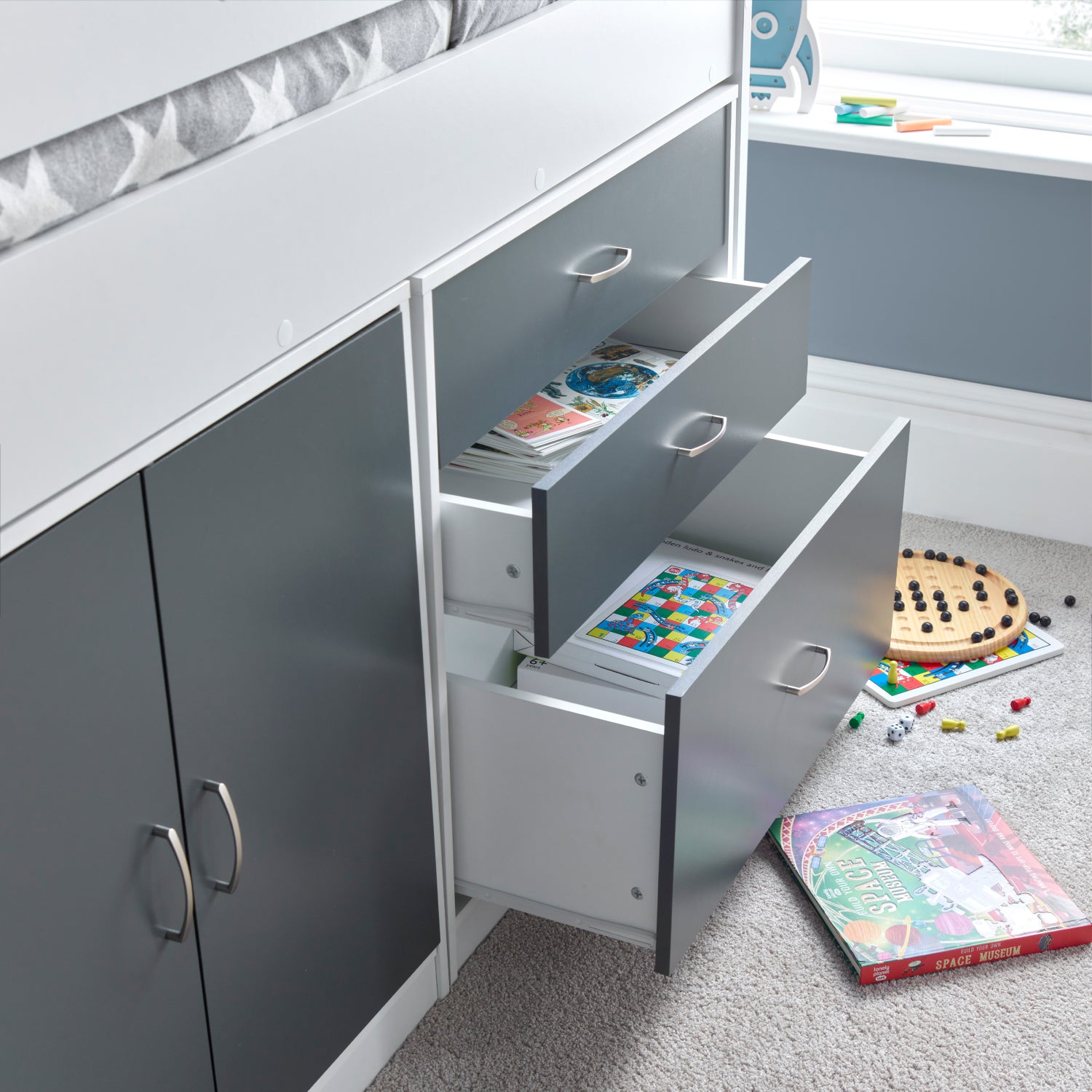 Lacy Grey Storage Mid Sleeper