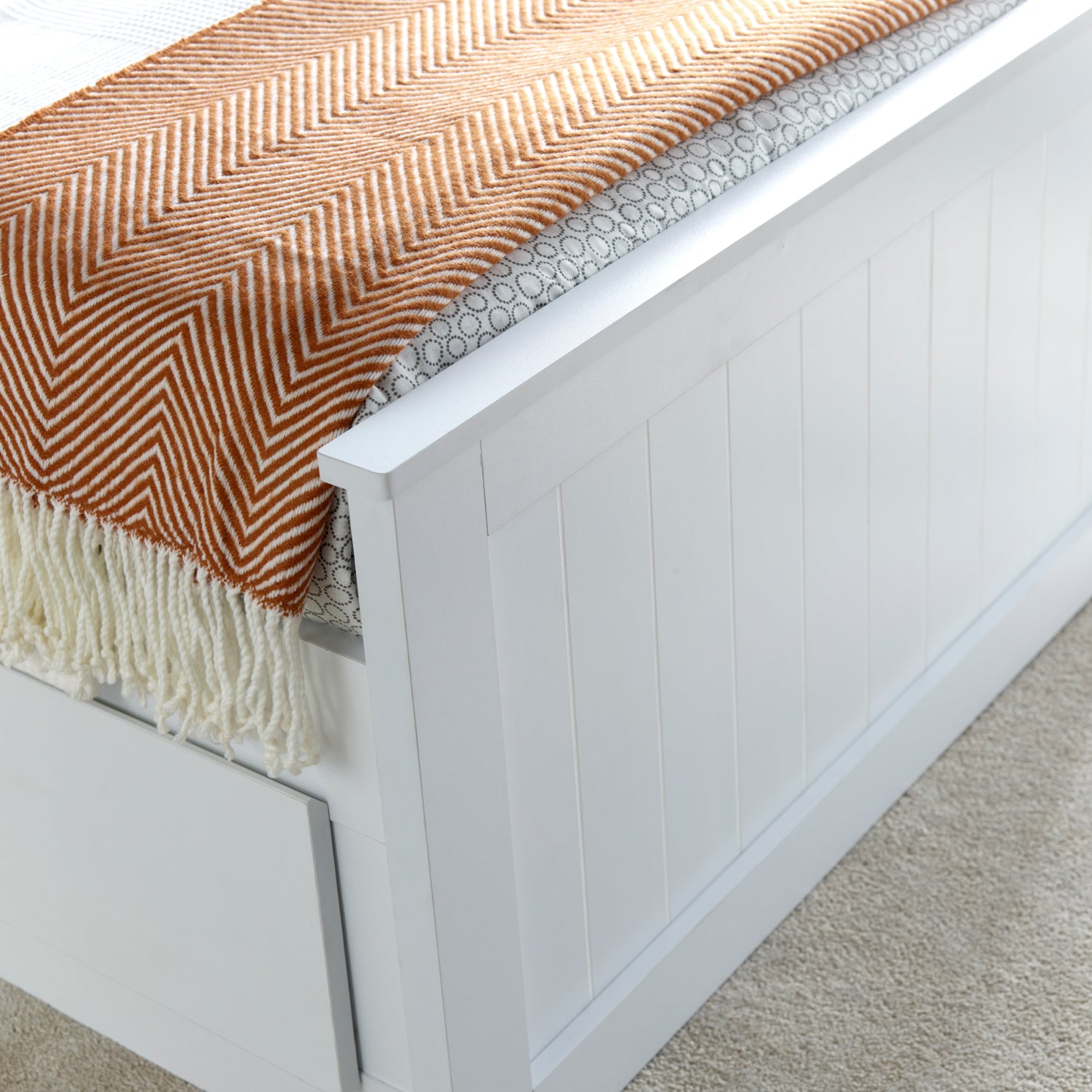 Enzo White Wooden 3 Drawer Storage Bed