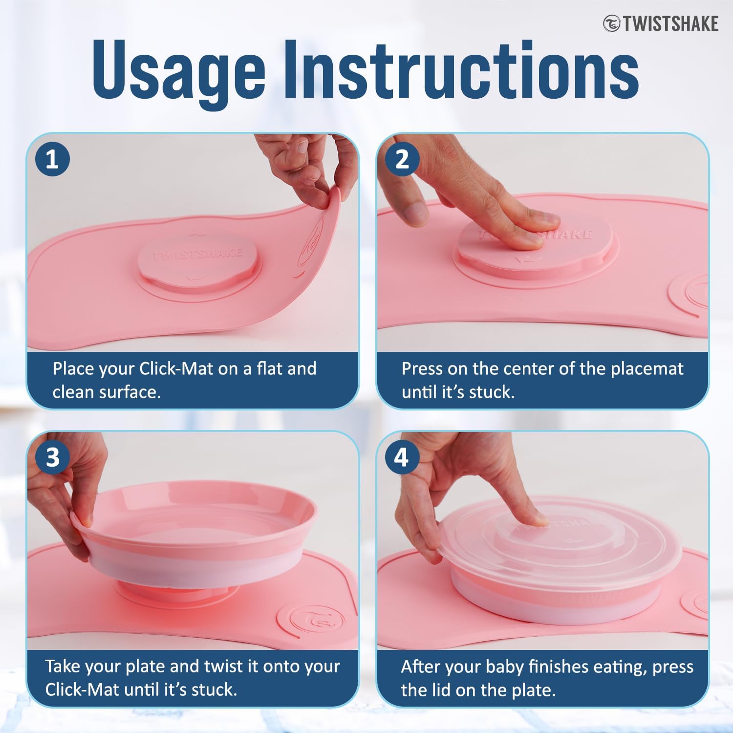 Twistshake Click-Mat Mini + Plate Pastel Pink