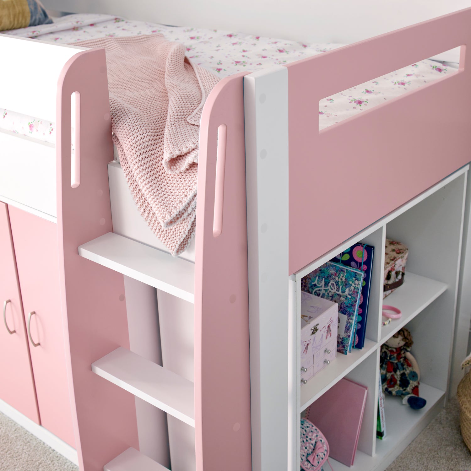 Lacy Pink Storage Mid Sleeper