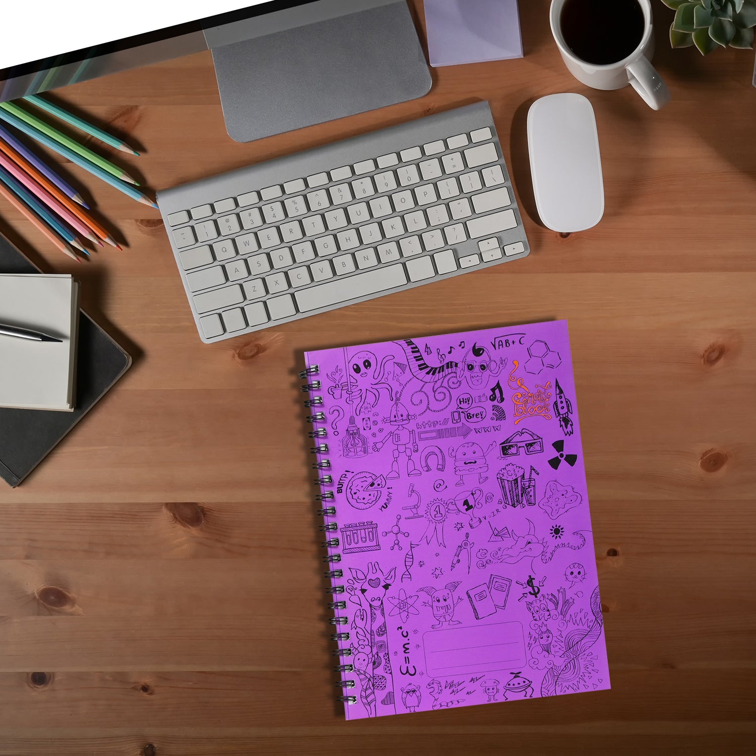 Smart Block Lined Spiral Journal Notebook, 224 Pages, Purple