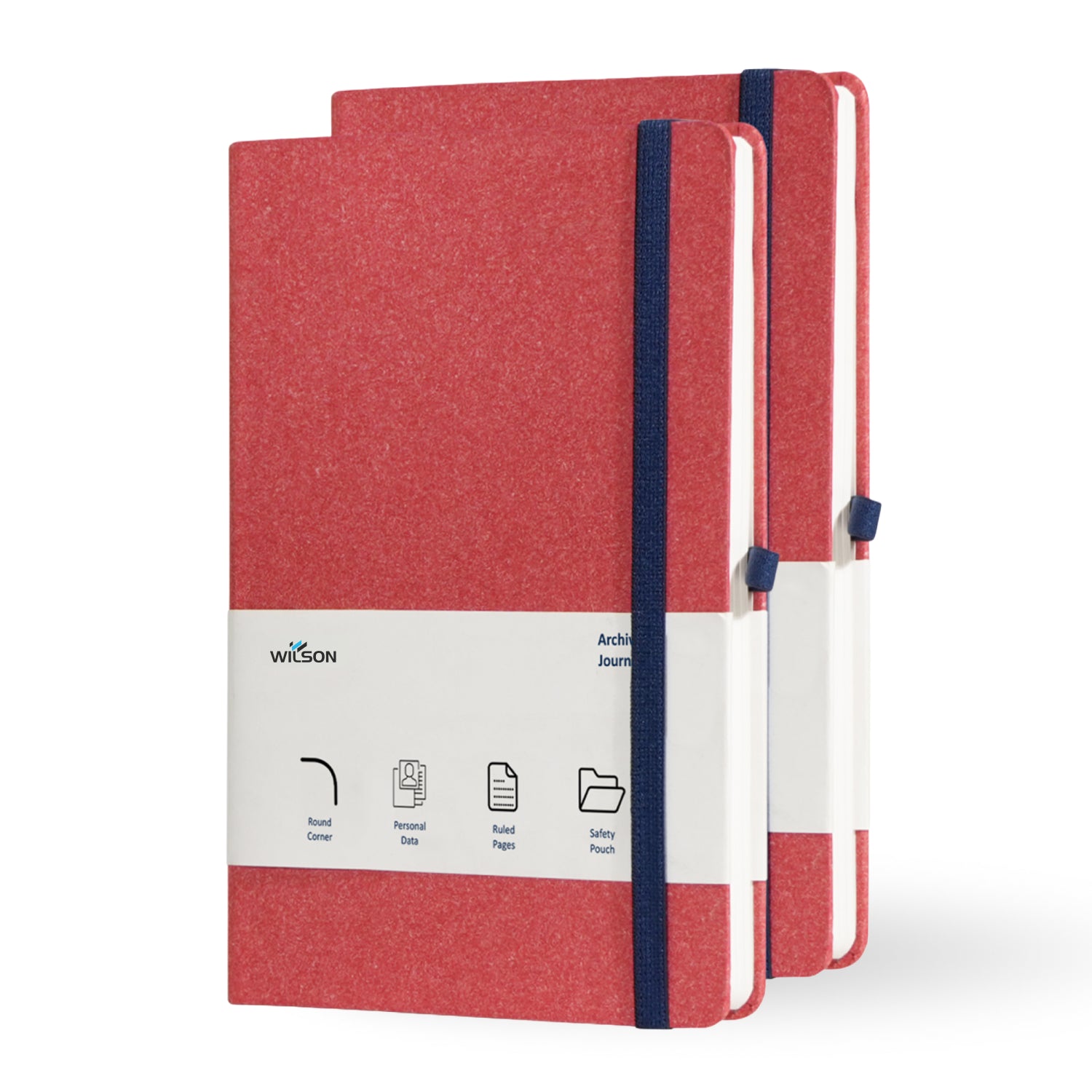 Wilson A5 Journal Notebook, 224 Pages, Red, Pack of 2