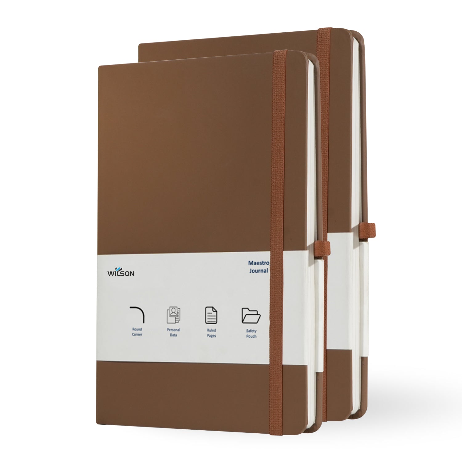 Wilson A5 Journal Notebooks, 160 Pages, Brown, Pack of 2