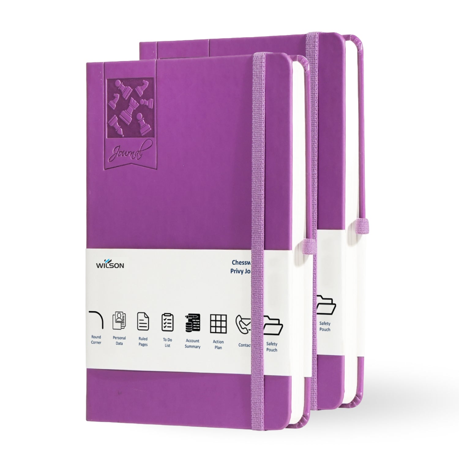 Wilson A5 Journal Notebooks, 256 Pages Purple, Pack of 2