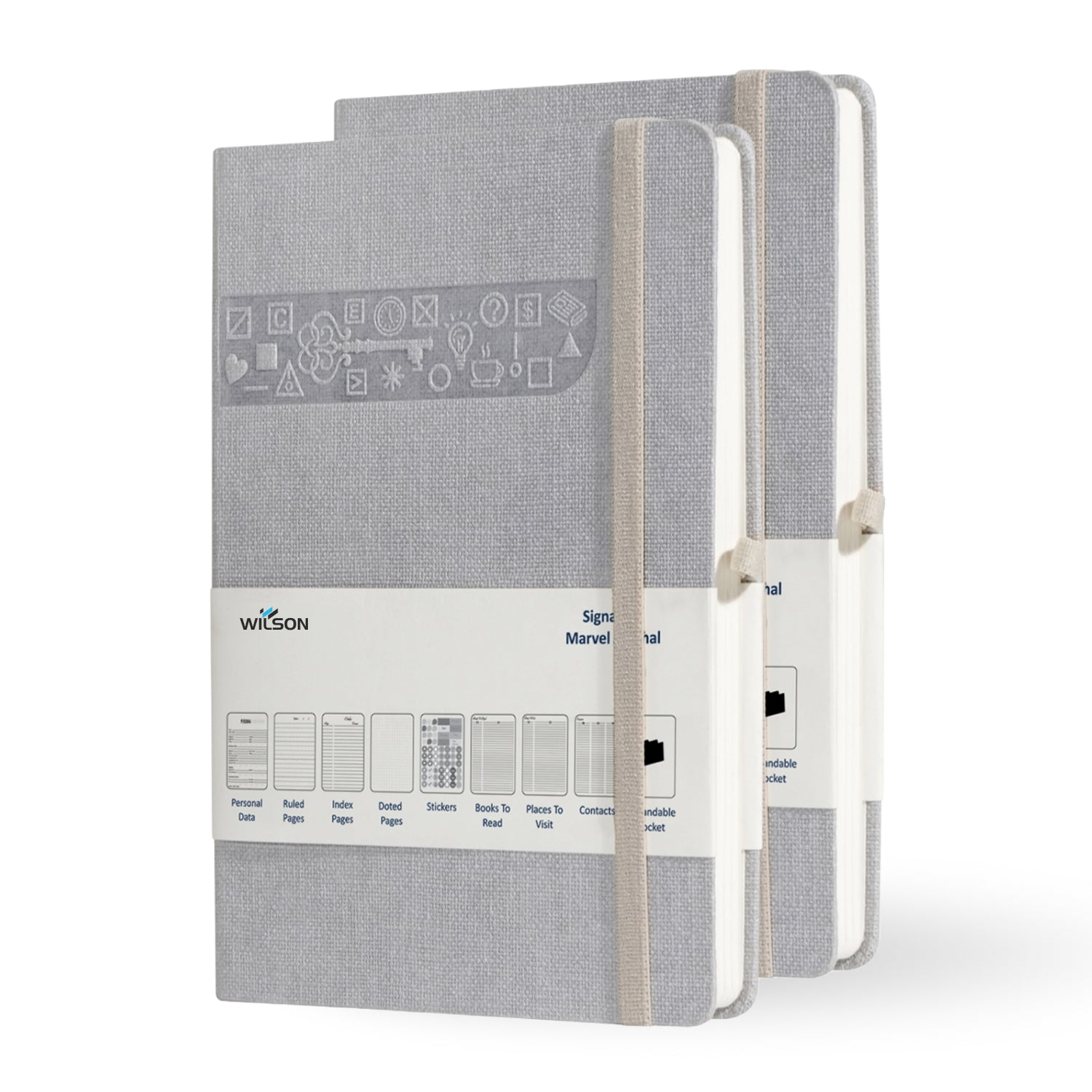 Wilson A5 Dotted Grid Journal Notebooks, 160 Pages, Gray, Pack of 2