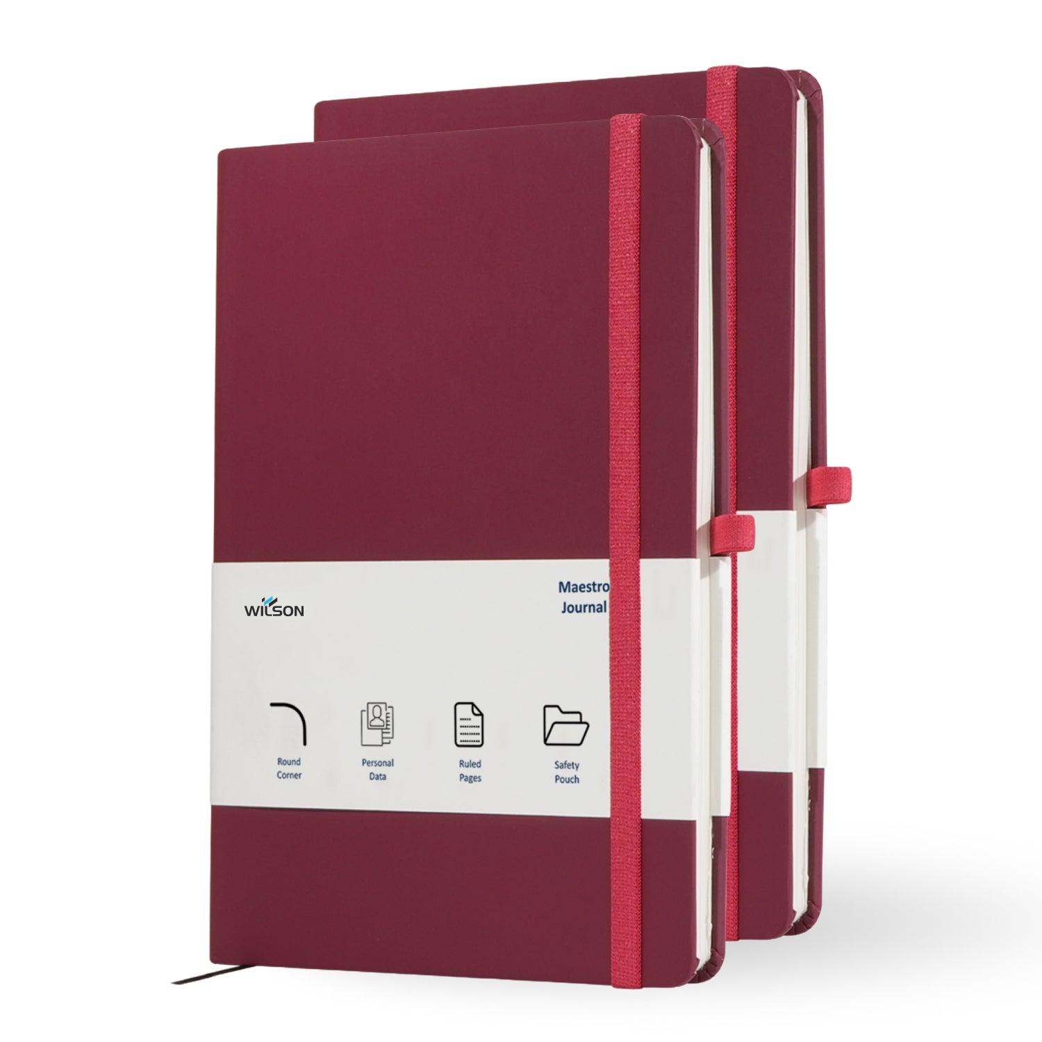 Wilson A5 Journal Notebooks, 160 Pages, Maroon, pack of 2