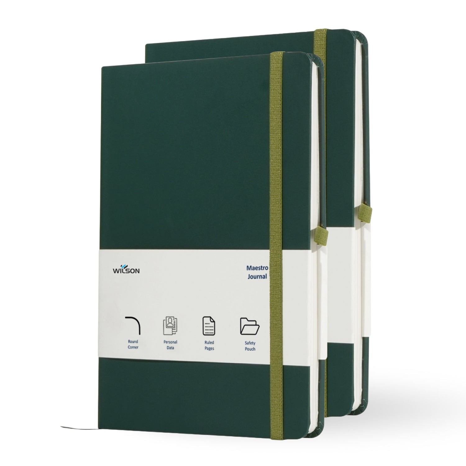 Wilson A5 Journal Notebooks, 160 Pages, Dark Green, Pack of 2