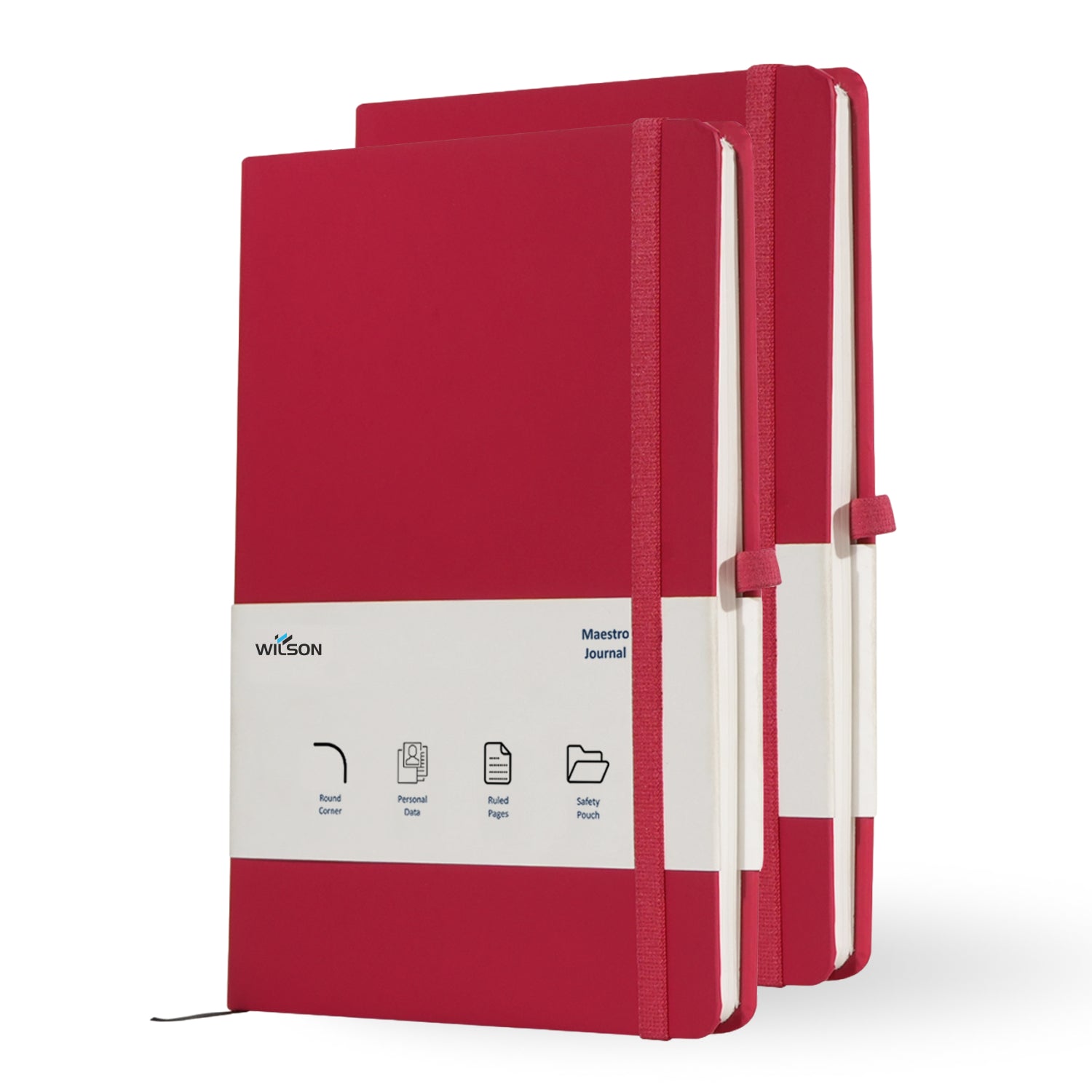 Wilson A5 Journal Notebooks, 160 Pages, Red, Pack of 2