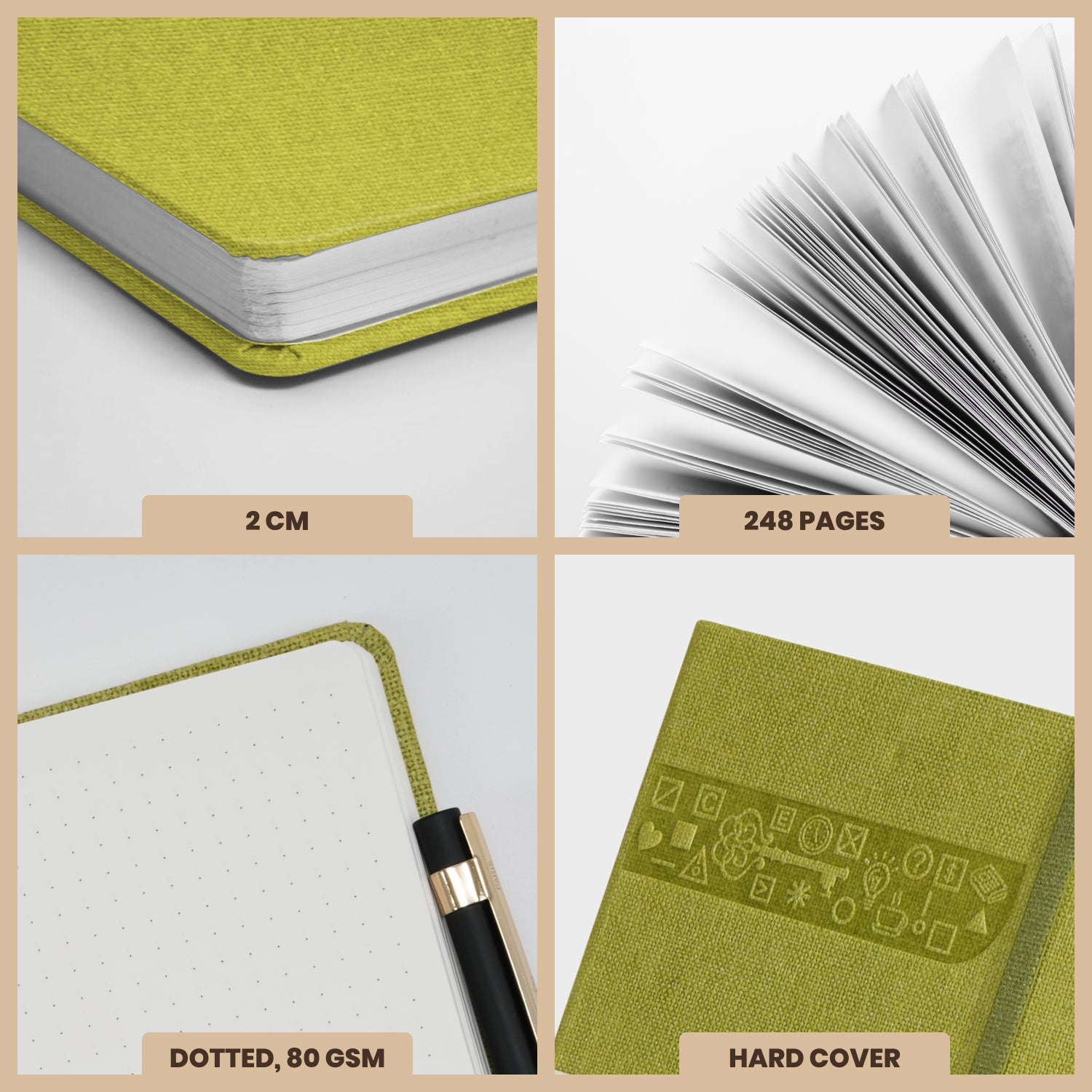 Wilson A5 Dotted Grid Journal Notebooks, 160 Pages, Lime, Pack of 2