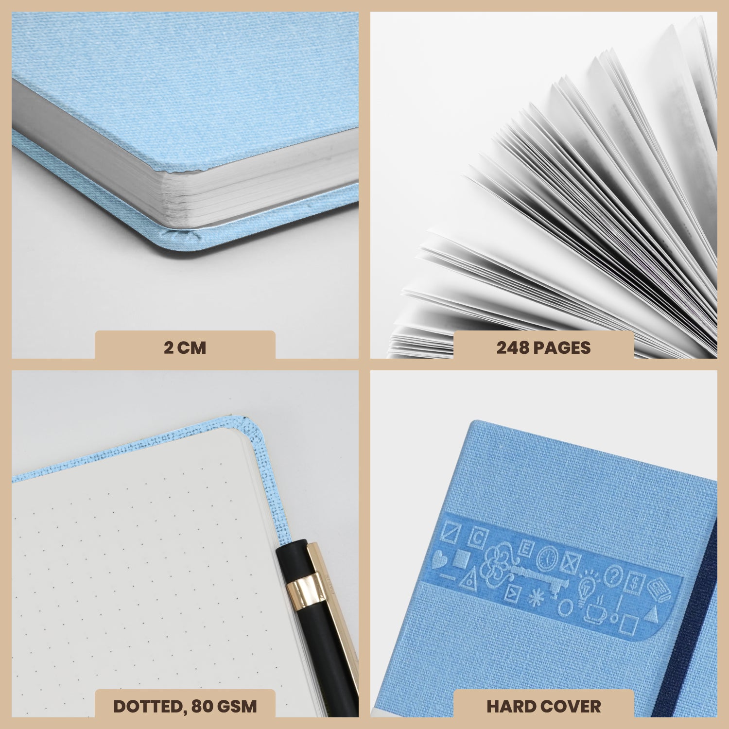 Wilson A5 Dotted Grid Journal Notebooks, 160 Pages, Sky Blue, Pack of 2