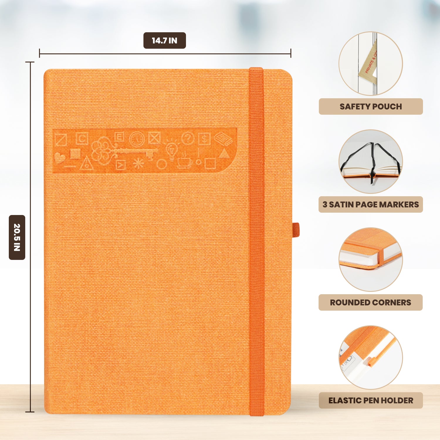 Wilson A5 Dotted Grid Journal Notebooks, 160 Pages, Ornage, Pack of 2